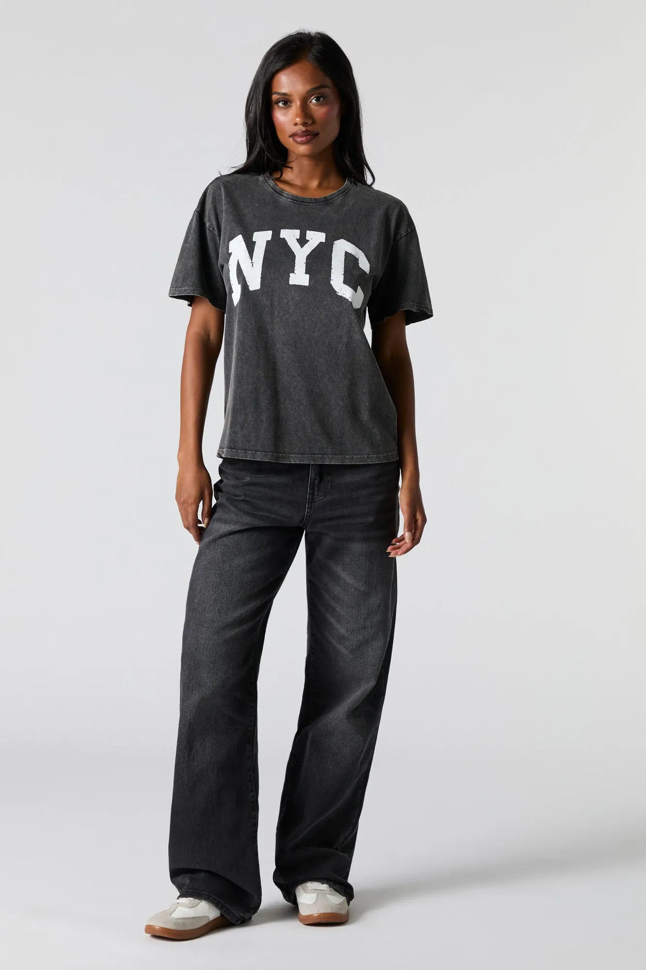 NYC Graphic Washed Boyfriend T-Shirt sold by Charlotte Russe product image thumbnail 2