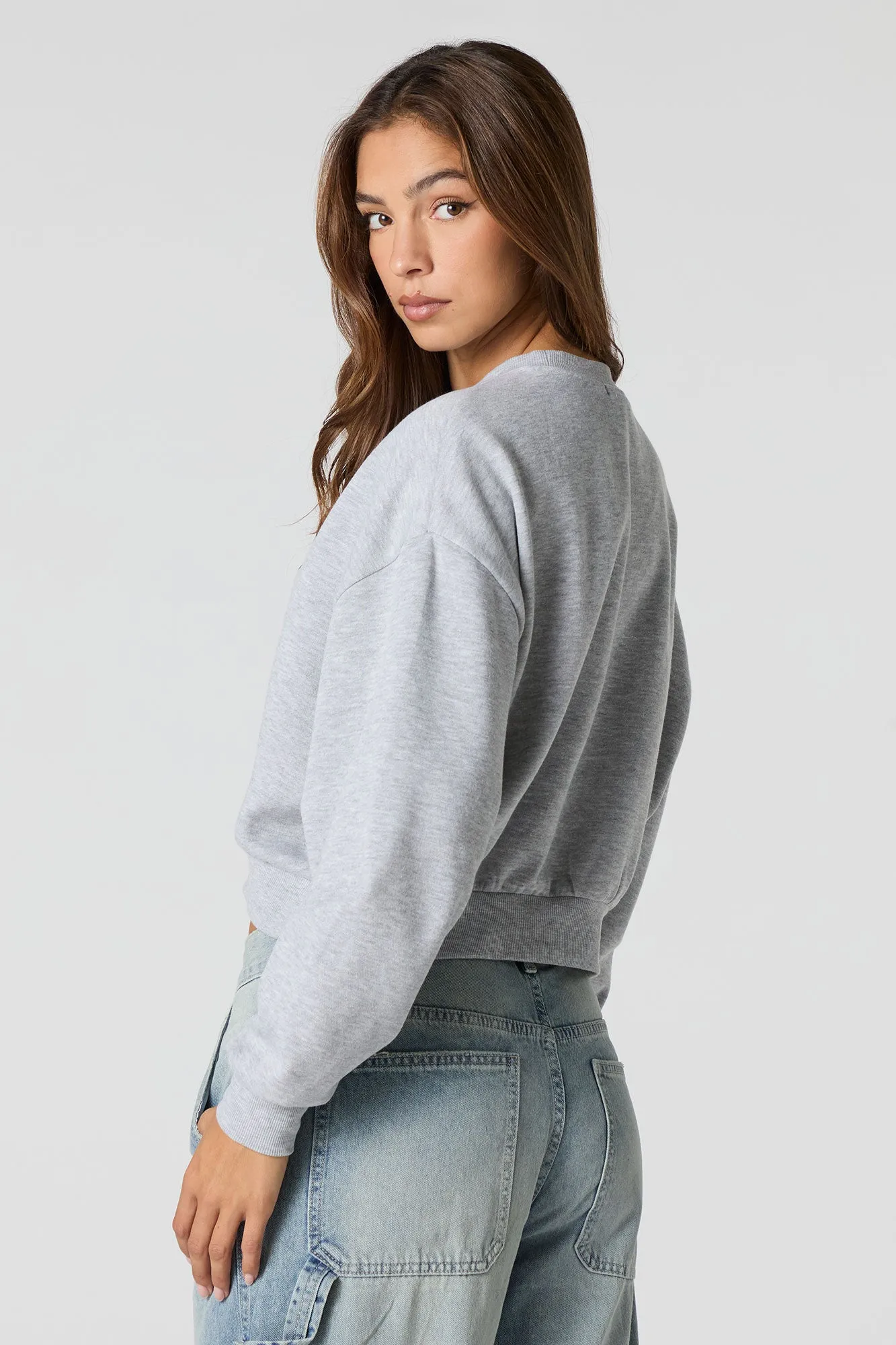 Colorado Mountains Embroidered Cropped Fleece Sweatshirt sold by Charlotte Russe product image thumbnail 2