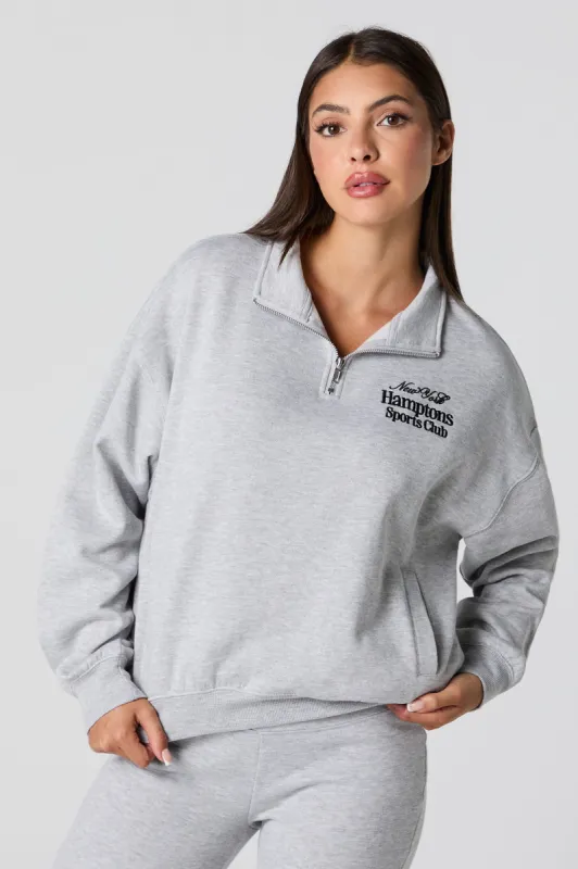 City Graphic Quarter Zip Sweatshirt sold by Charlotte Russe