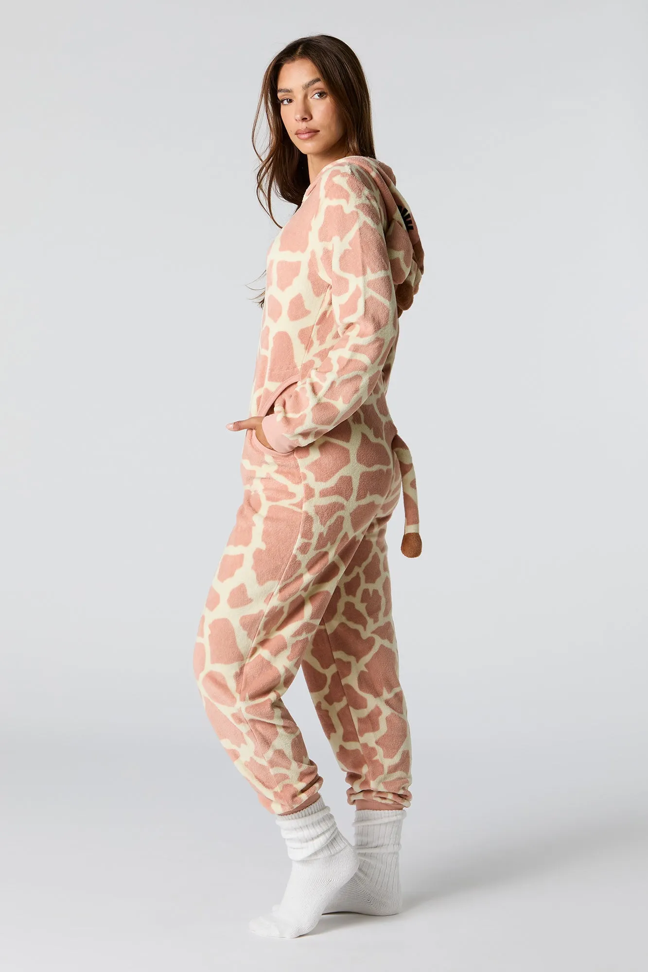 3D Giraffe Sherpa Onesie sold by Charlotte Russe product image thumbnail 3