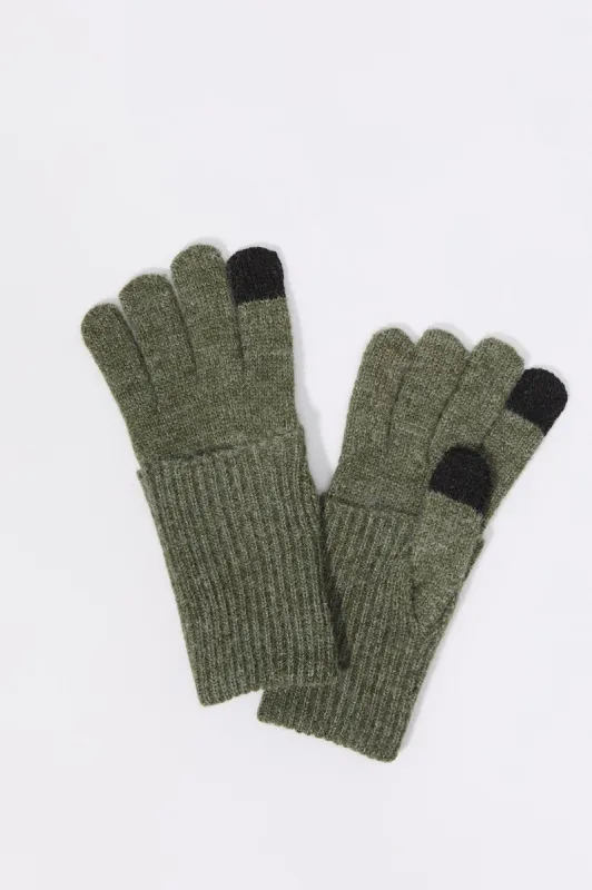 Ribbed Knit Overlay Touch Screen Gloves sold by Charlotte Russe