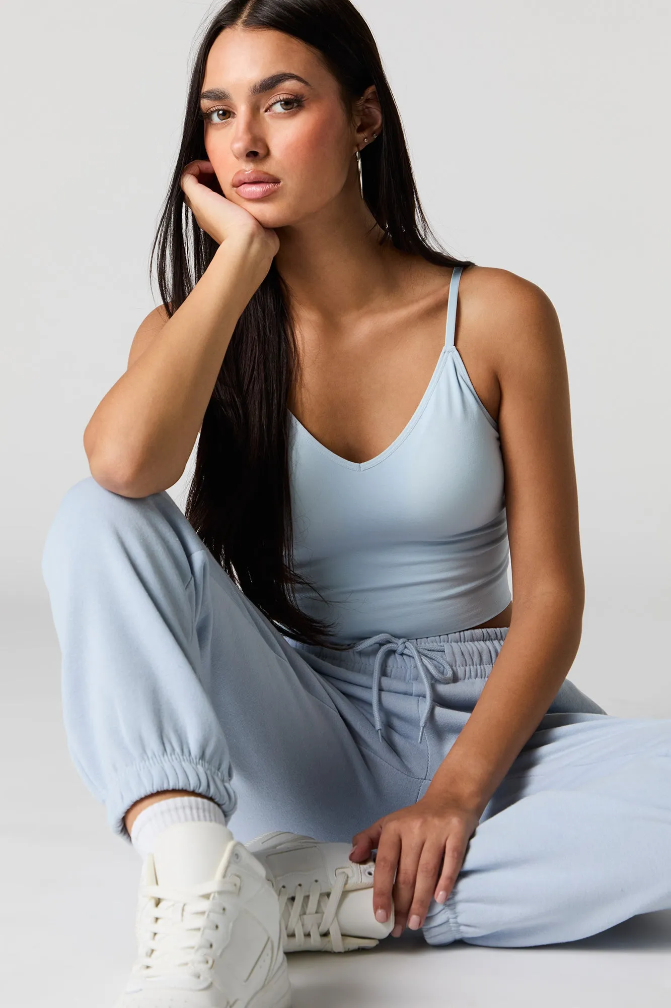 Seamless V-Neck Cami with Built-In Bra Cups sold by Charlotte Russe