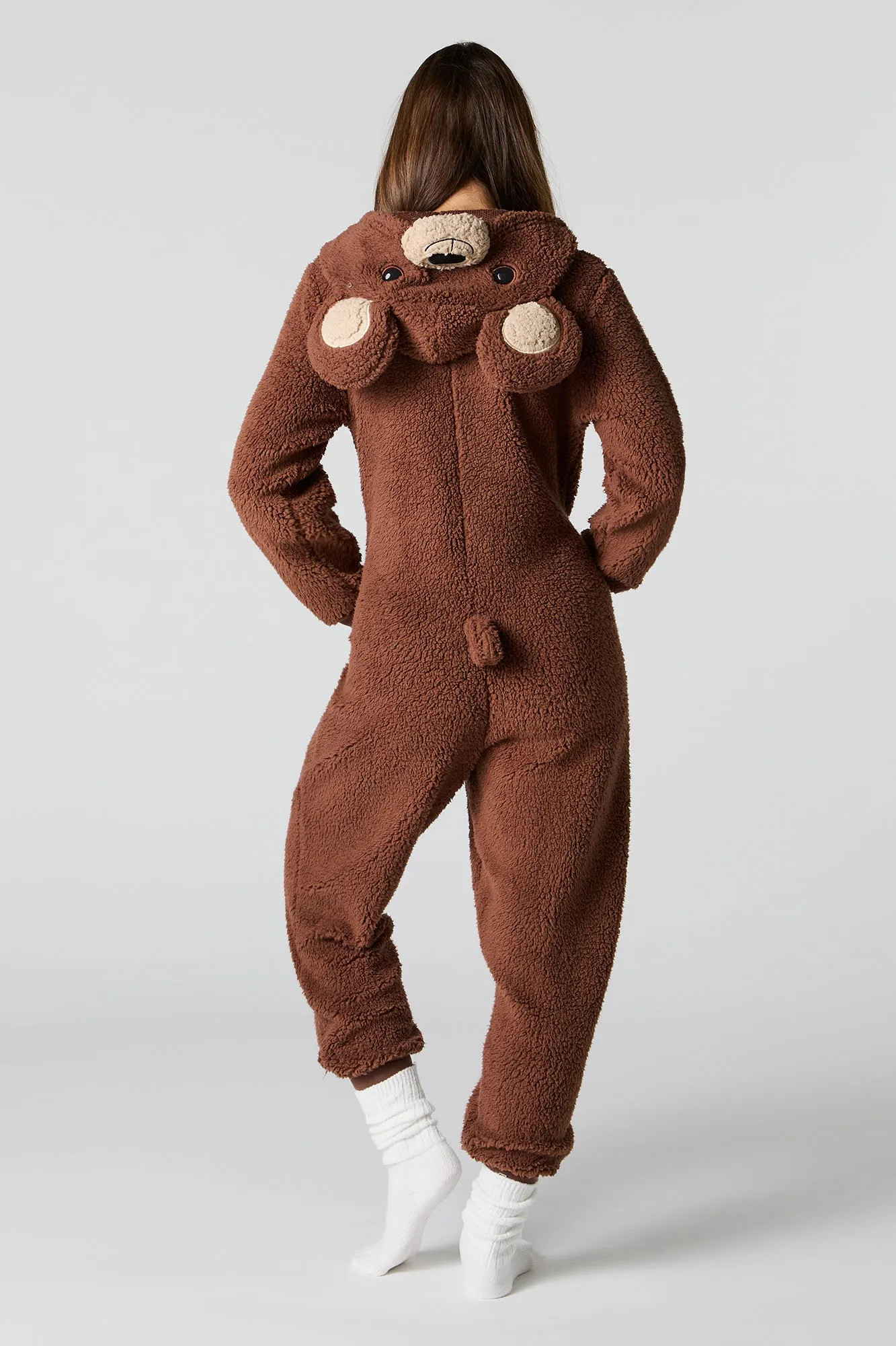 3D Bear Sherpa Onesie sold by Charlotte Russe product image thumbnail 4