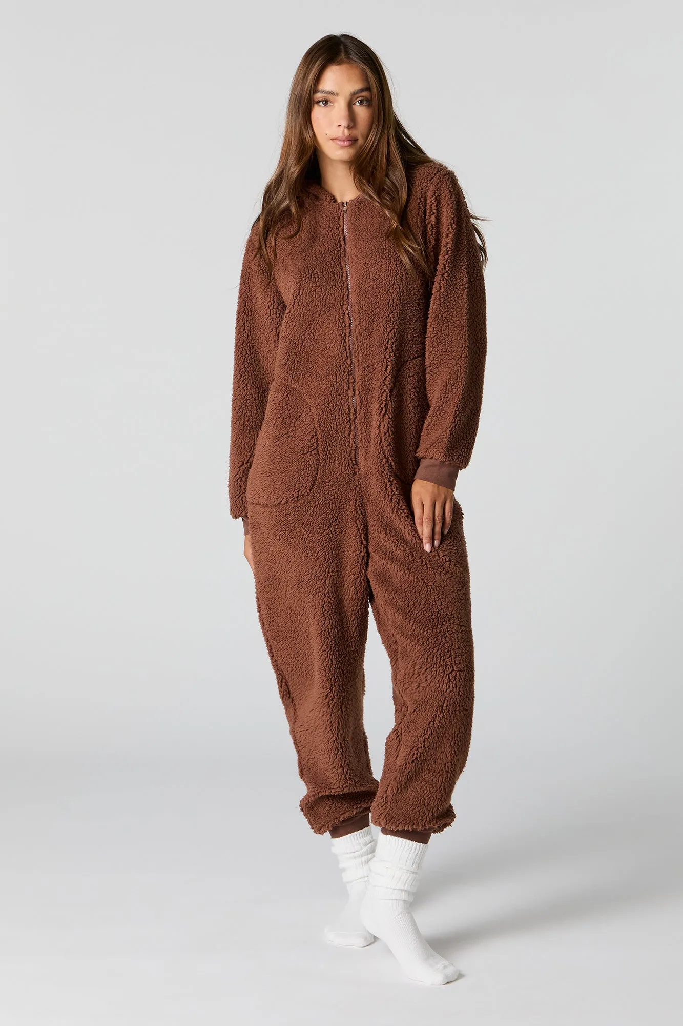 3D Bear Sherpa Onesie sold by Charlotte Russe product image thumbnail 2