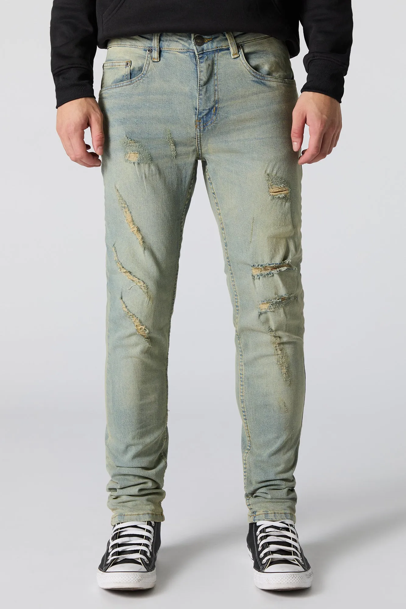 Light Vintage Wash Distressed Skinny Jean sold by Charlotte Russe