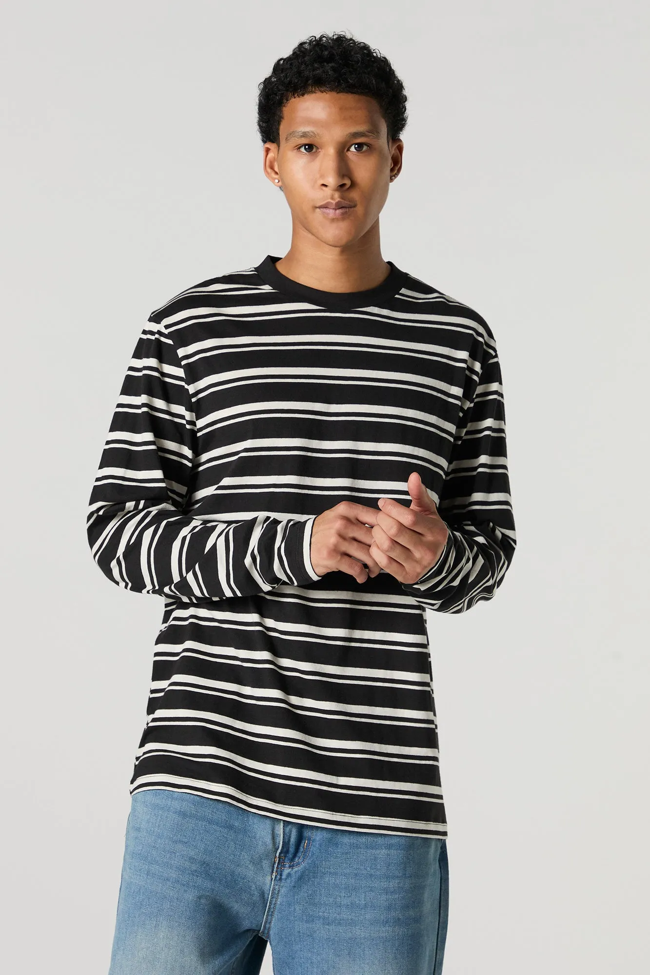 Striped Crewneck Long Sleeve Top sold by Charlotte Russe product image thumbnail 4