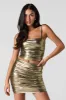Metallic Ruched Mini Skirt sold by Charlotte Russe