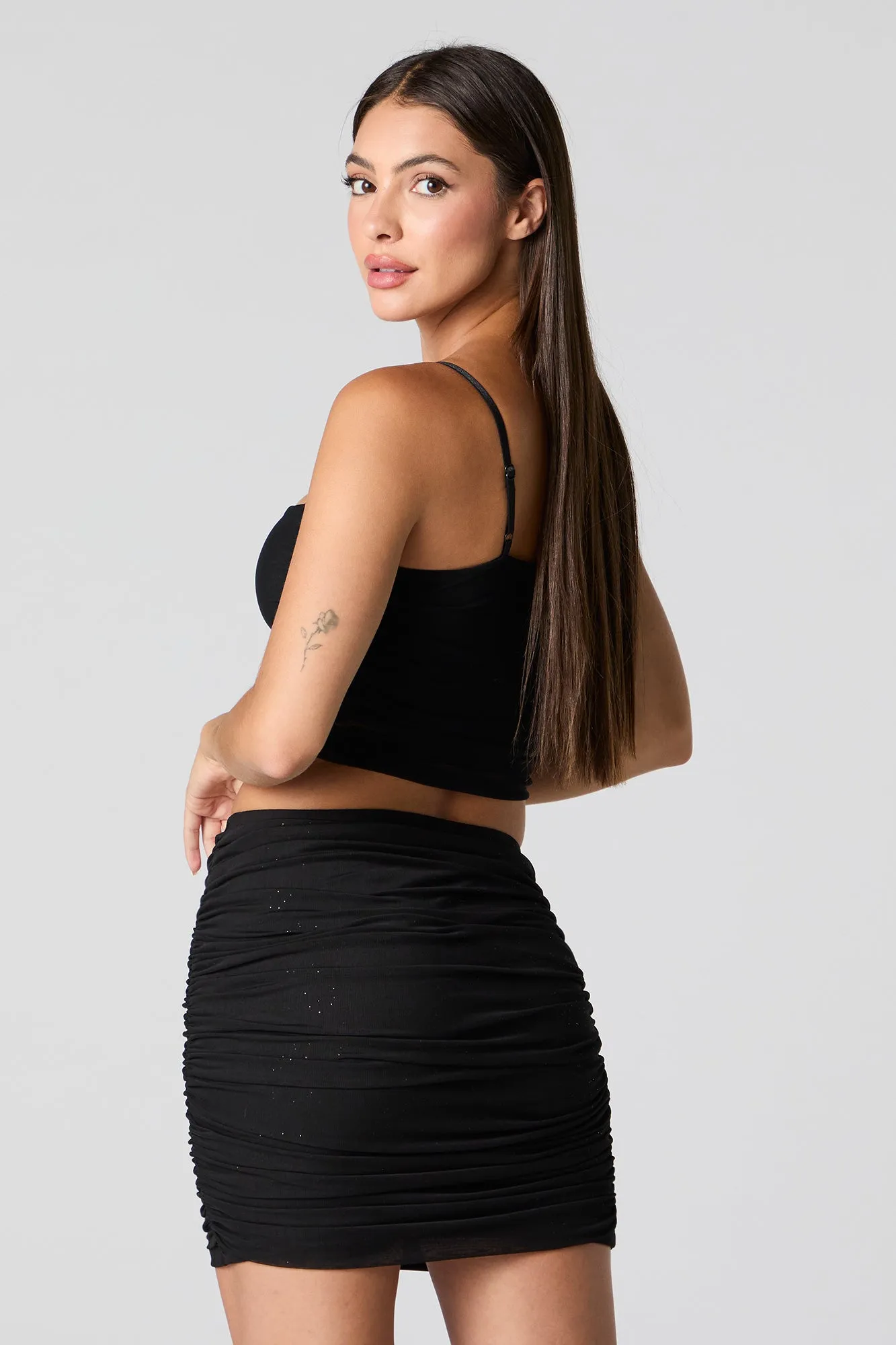 Sparkle Mesh Ruched Mini Skirt sold by Charlotte Russe product image thumbnail 2