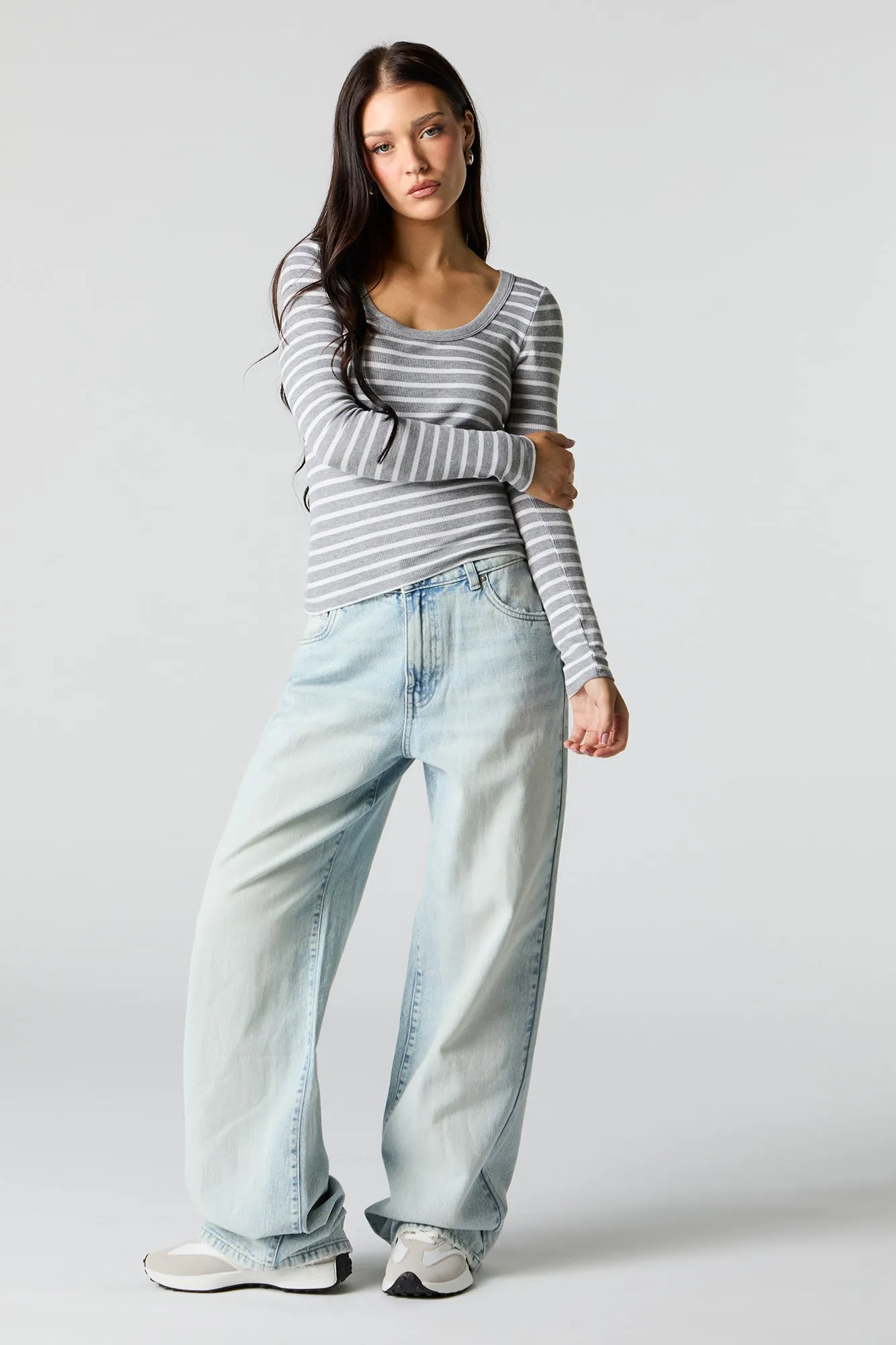 Ribbed Scoop Neck Long Sleeve Top sold by Charlotte Russe product image thumbnail 3