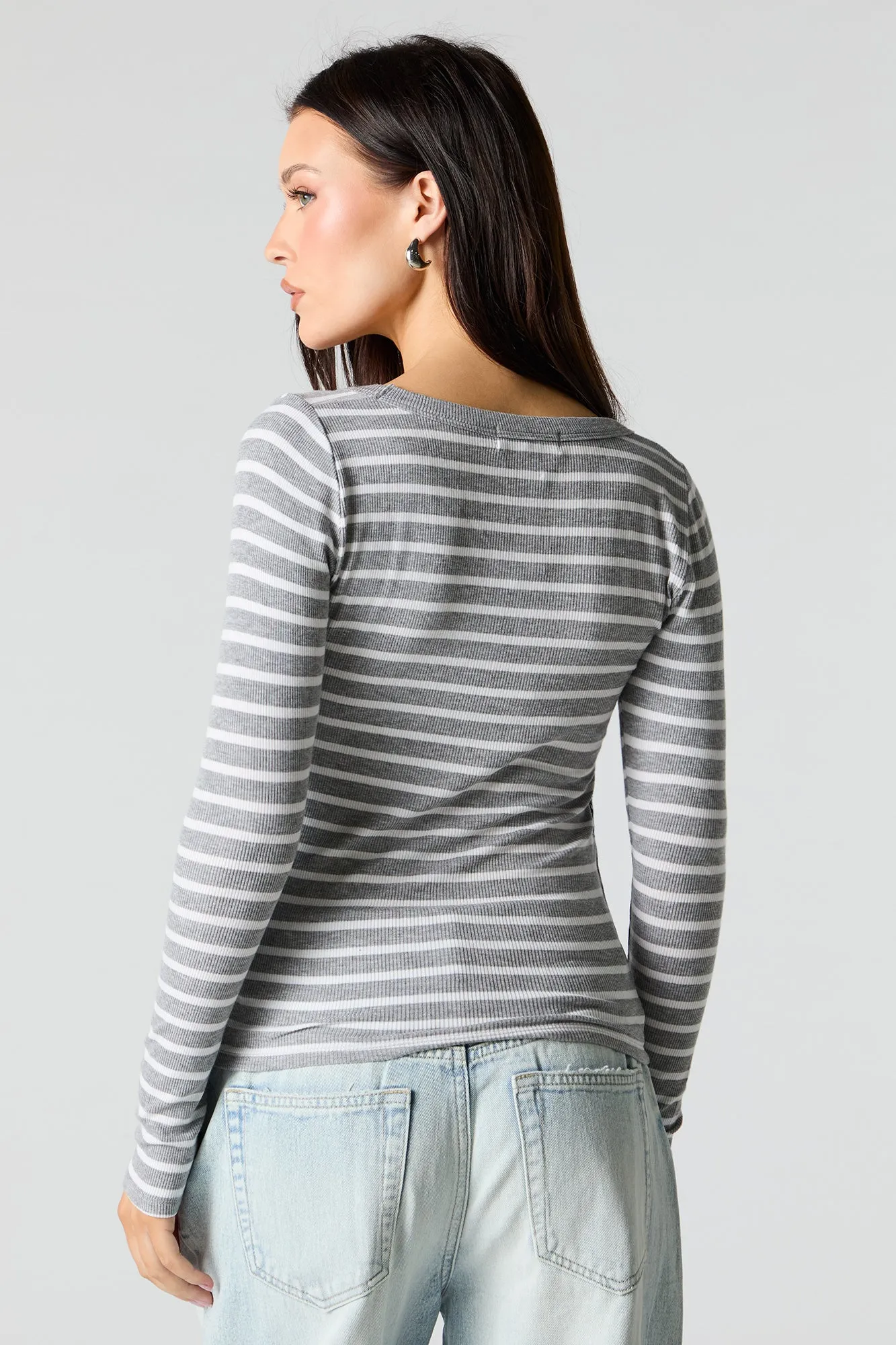 Ribbed Scoop Neck Long Sleeve Top sold by Charlotte Russe product image thumbnail 2