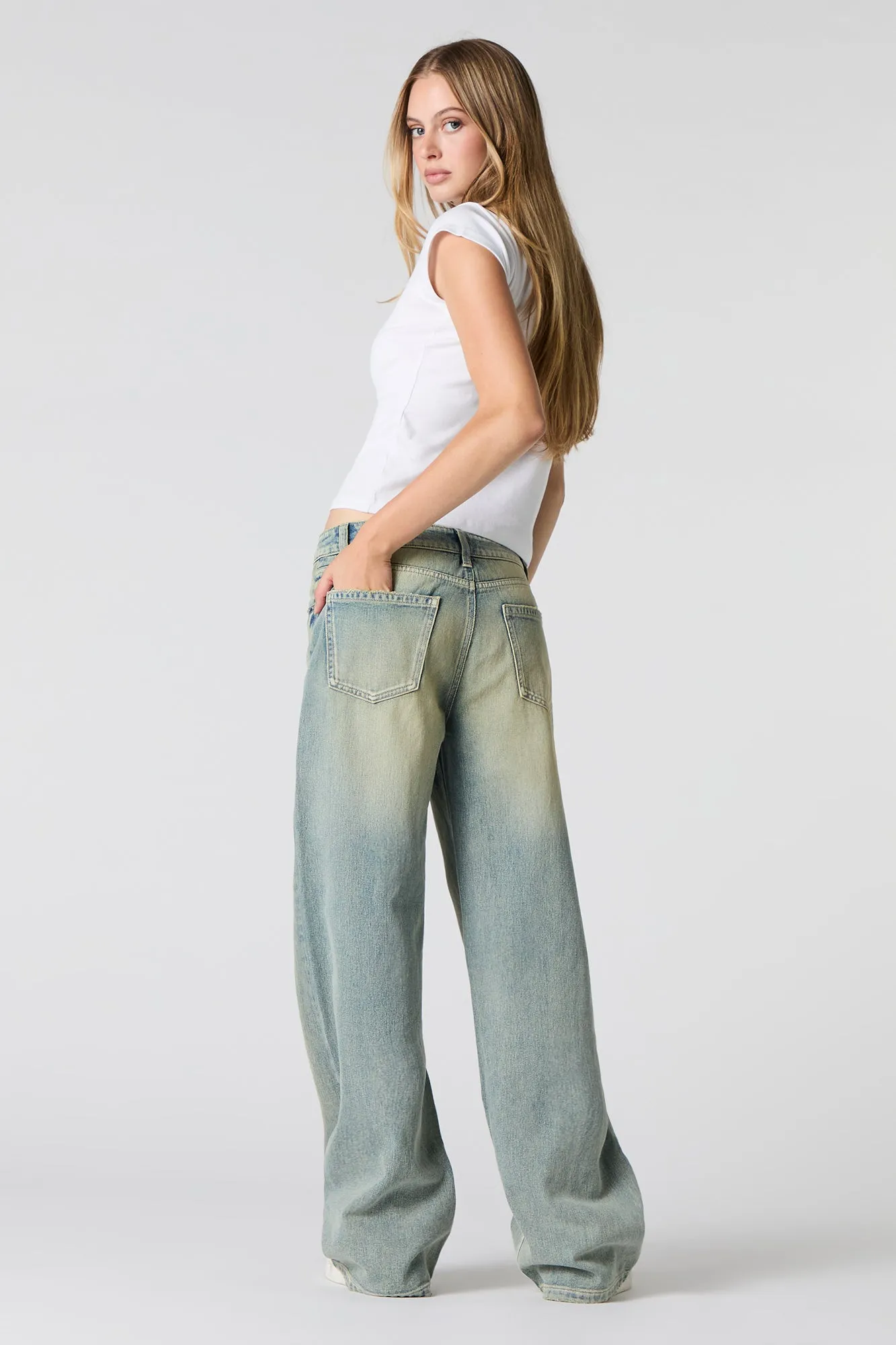 Vintage Light Wash Low Rise Skater Jean sold by Charlotte Russe product image thumbnail 3