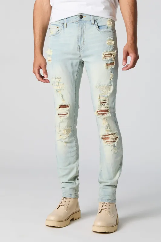 Light Wash Distressed Skinny Jean sold by Charlotte Russe