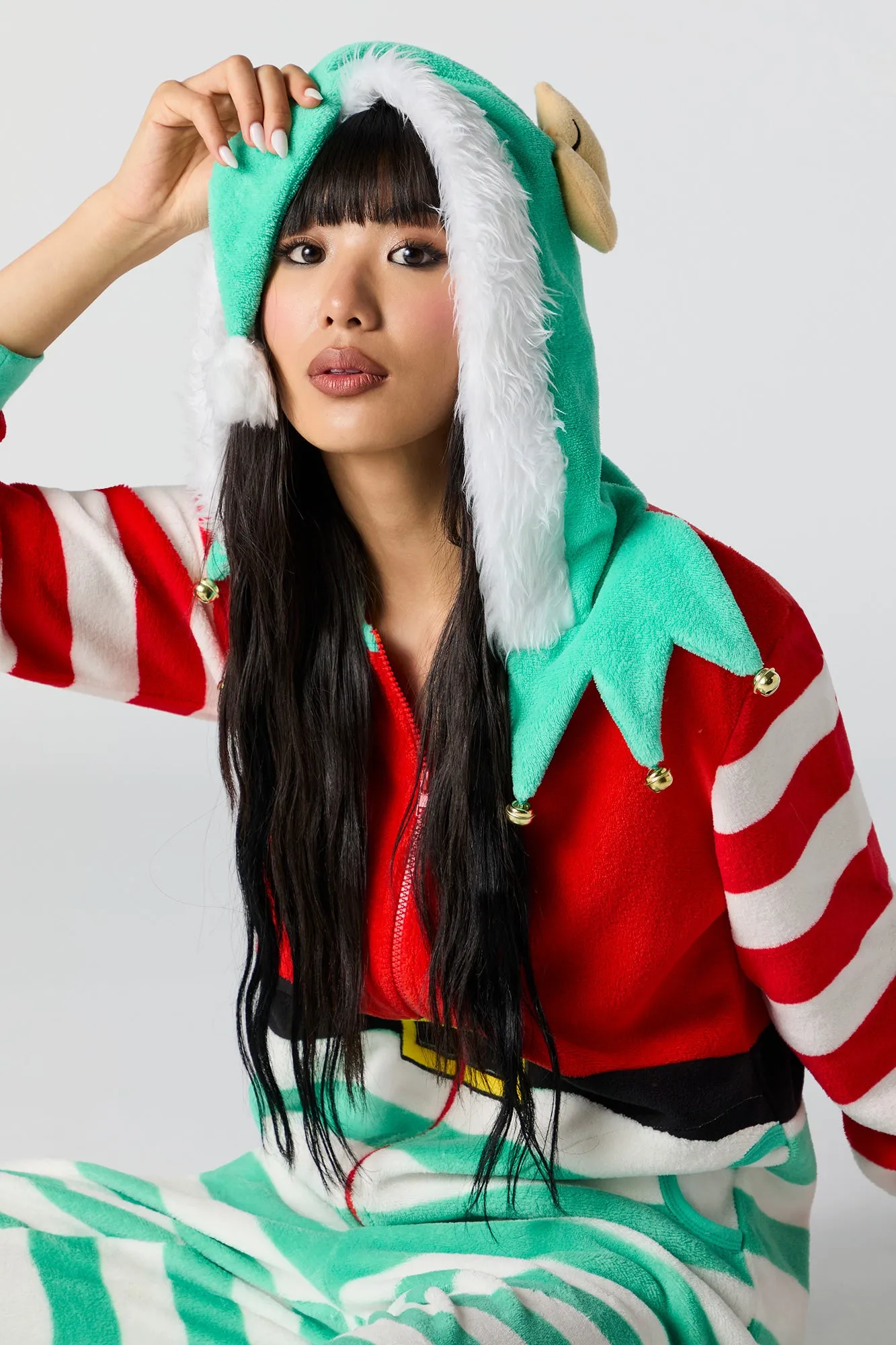 3D Elf Plush Onesie sold by Charlotte Russe