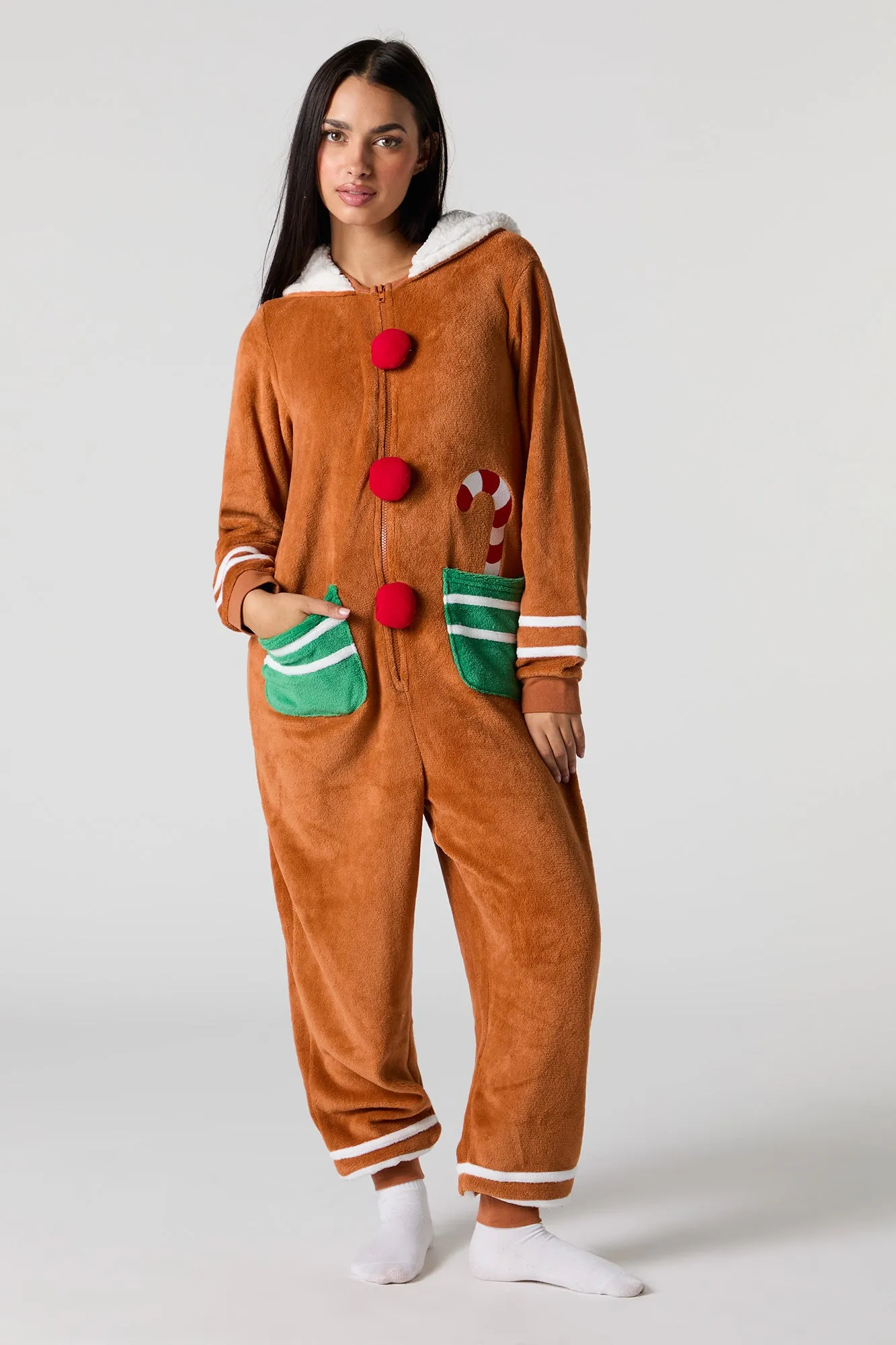 3D Gingerbread Woman Plush Onesie sold by Charlotte Russe product image thumbnail 2