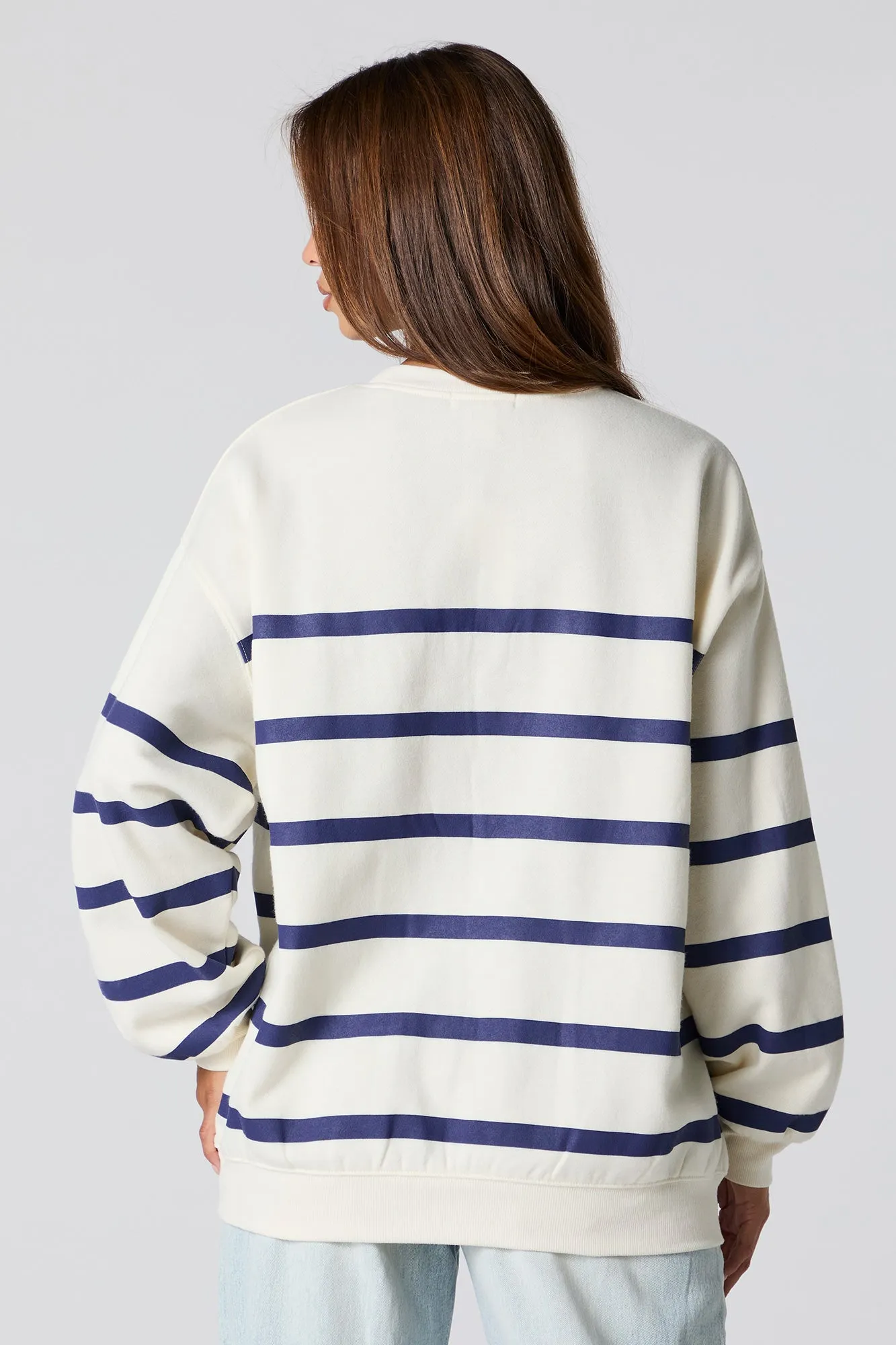 The Hamptons Graphic Striped Fleece Sweatshirt sold by Charlotte Russe product image thumbnail 2