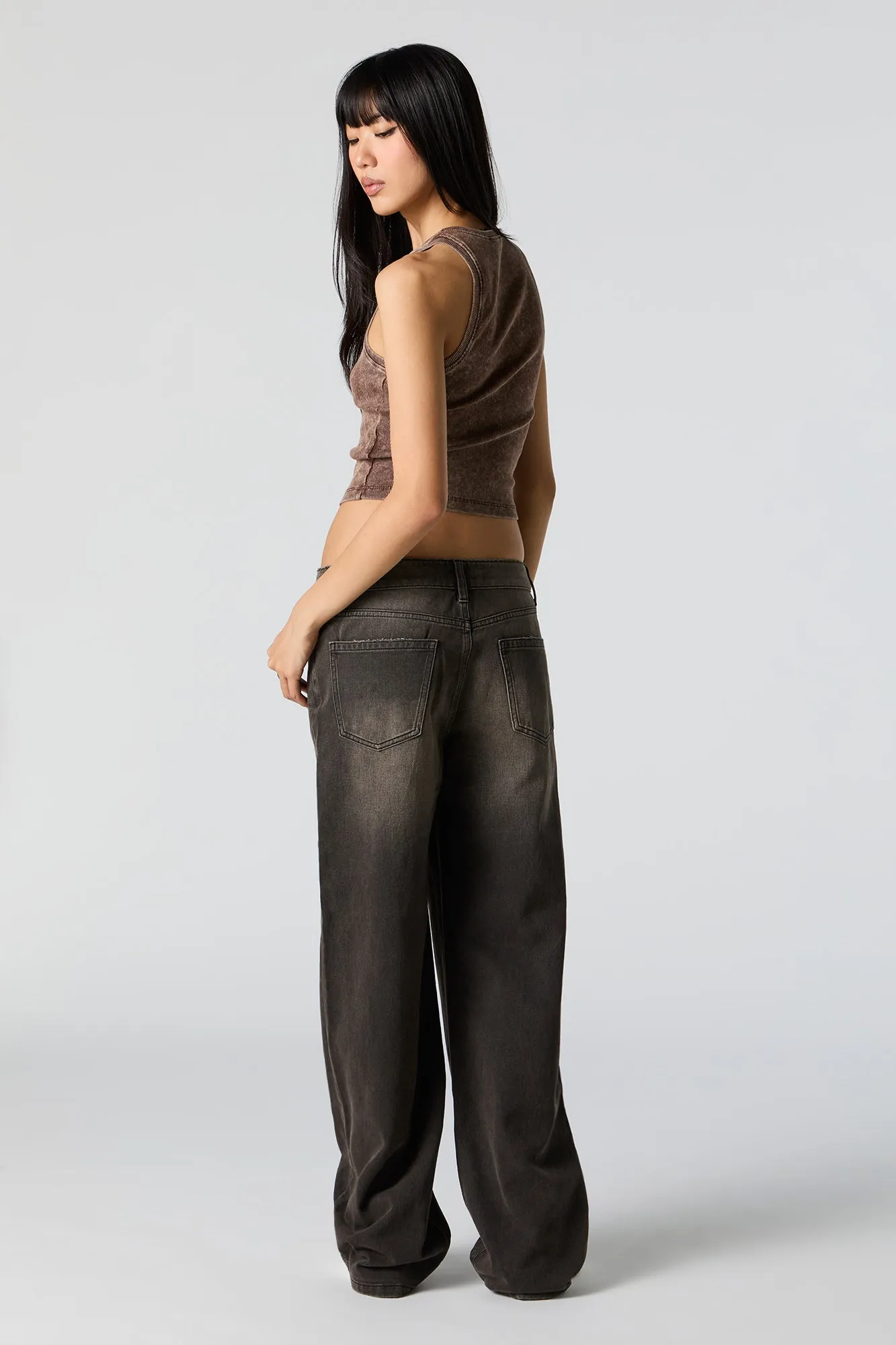 Black Vintage Wash Low Rise Skater Jean sold by Charlotte Russe product image thumbnail 3