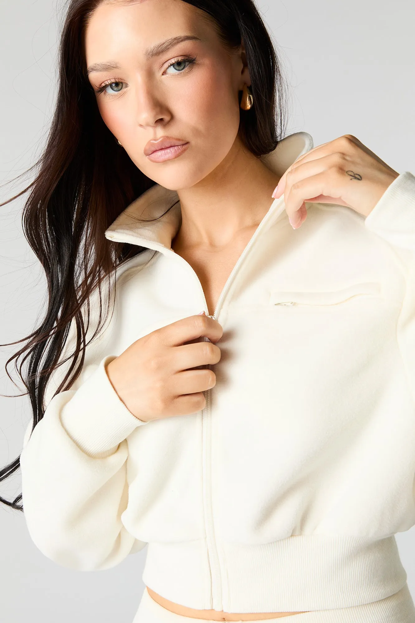 Active Polar Fleece Zip-Up Sweatshirt sold by Charlotte Russe