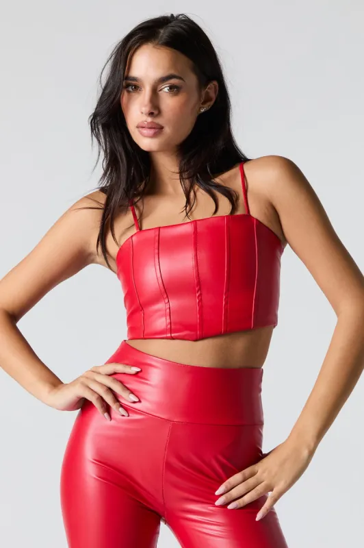 Faux Leather Cropped Corset Tank sold by Charlotte Russe