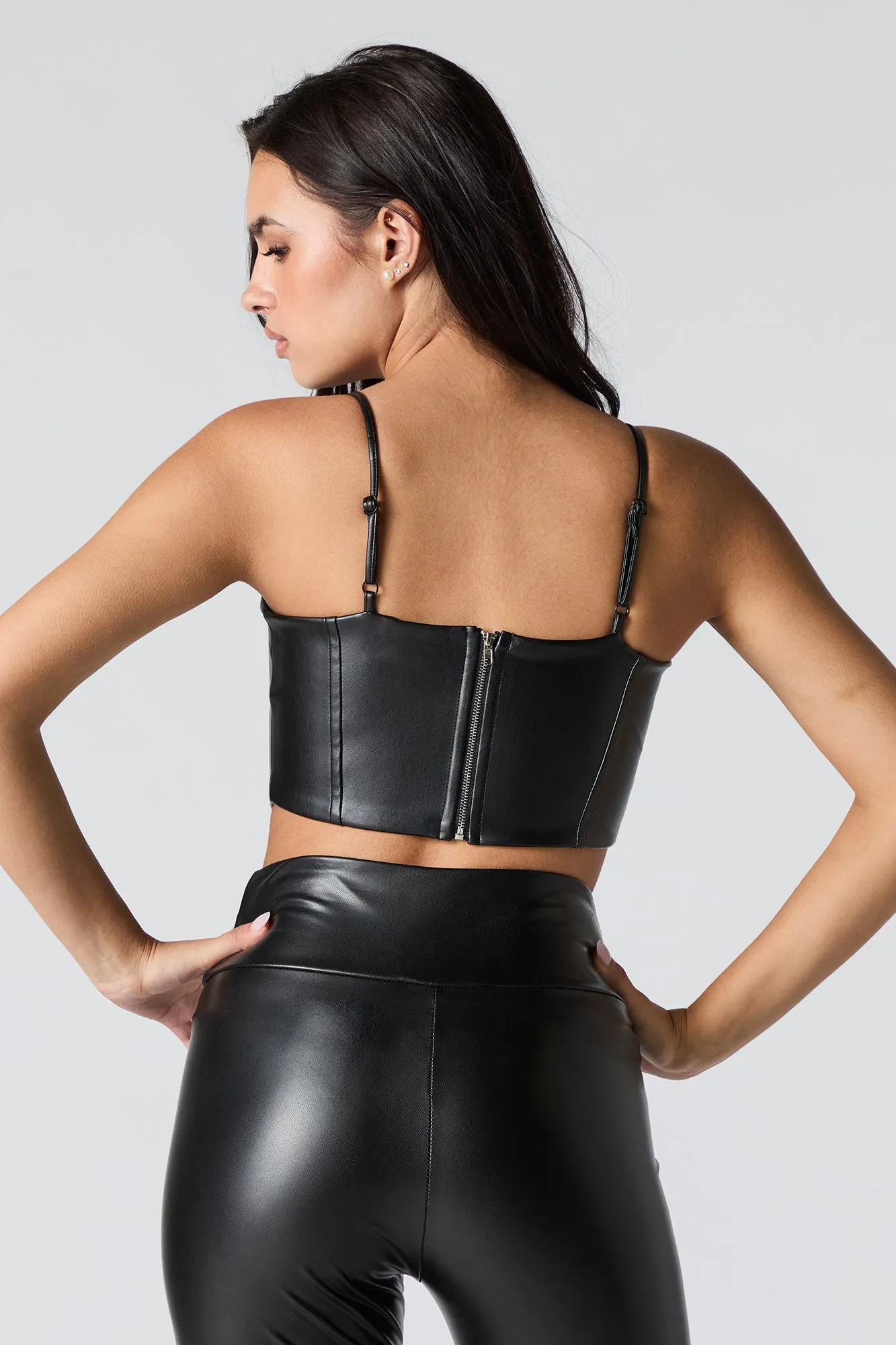 Faux Leather Cropped Corset Tank sold by Charlotte Russe product image thumbnail 5