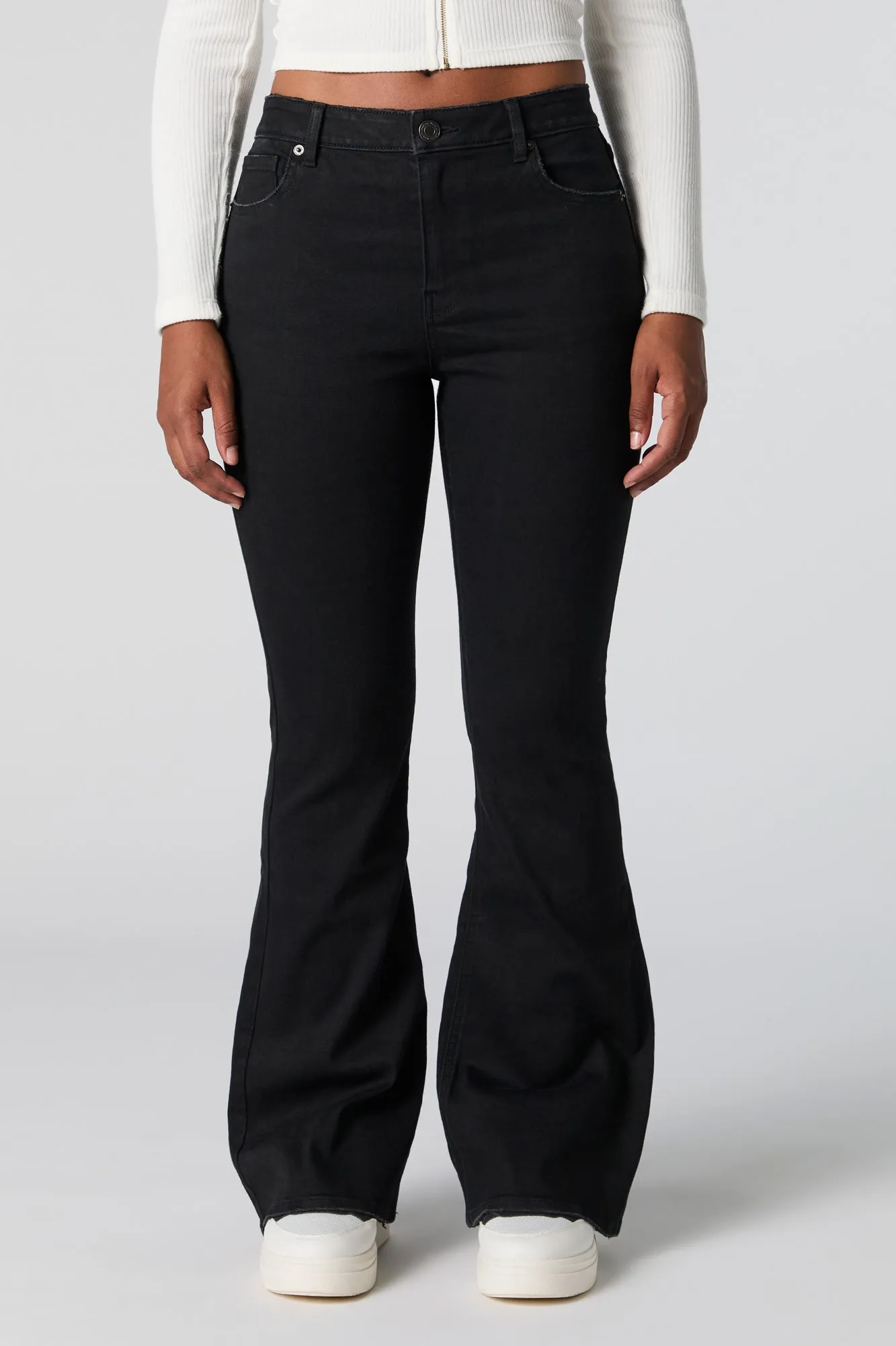 Austin Black Wash High Rise Flare Jean sold by Charlotte Russe product image thumbnail 2