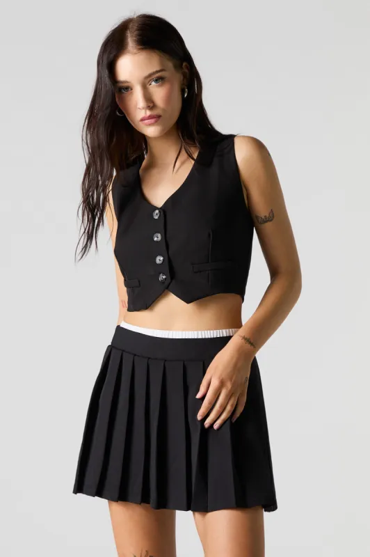 Double Waistband Pleated Mini Skirt sold by Charlotte Russe