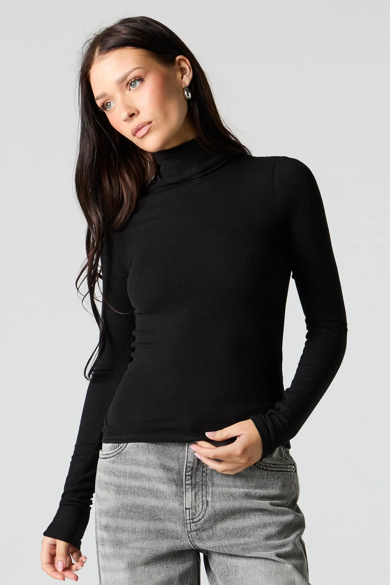 Ribbed Turtleneck Long Sleeve Top sold by Charlotte Russe product image thumbnail 4
