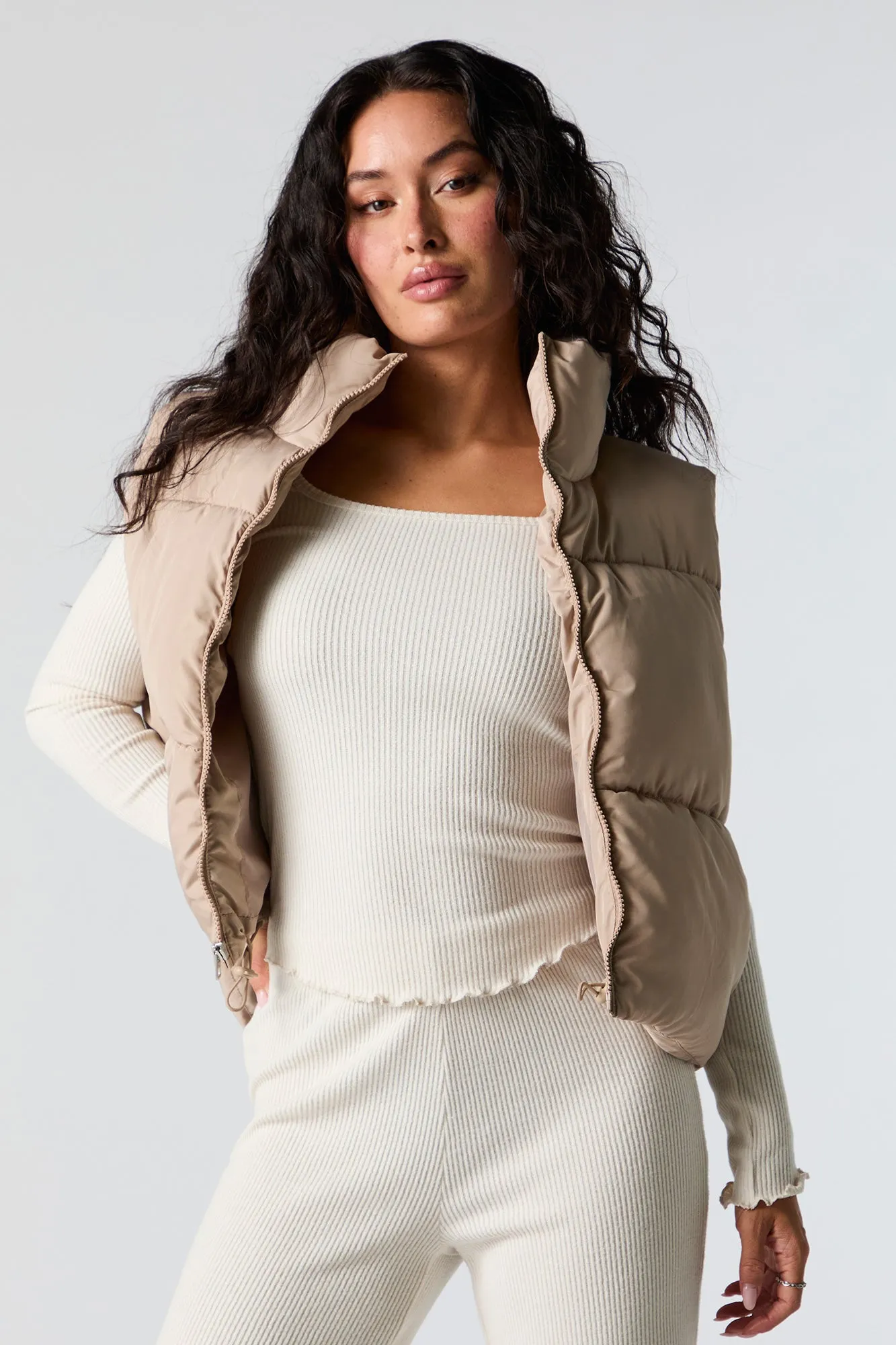 Toggle Hem Puffer Vest sold by Charlotte Russe product image thumbnail 4