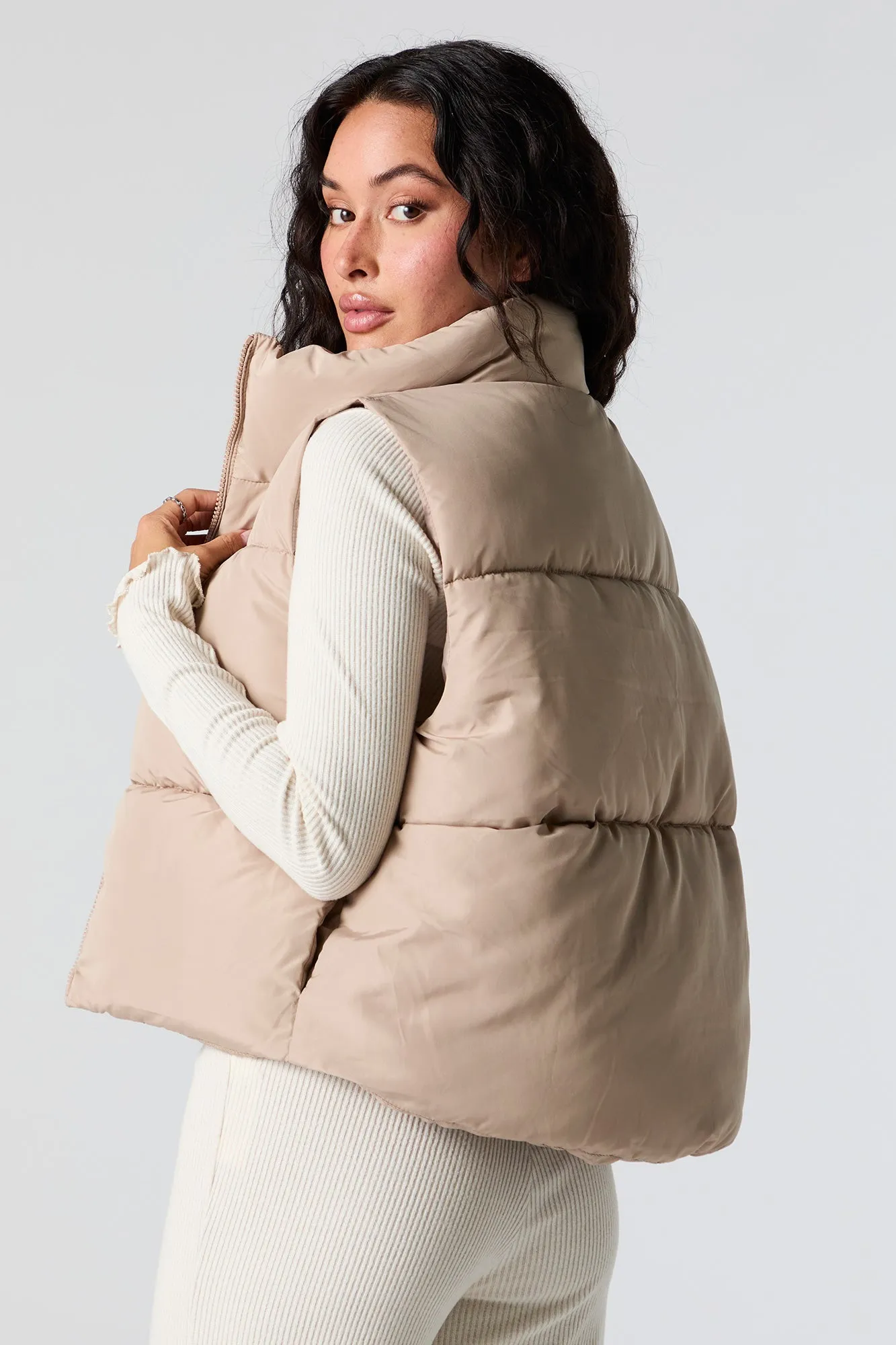 Toggle Hem Puffer Vest sold by Charlotte Russe product image thumbnail 2