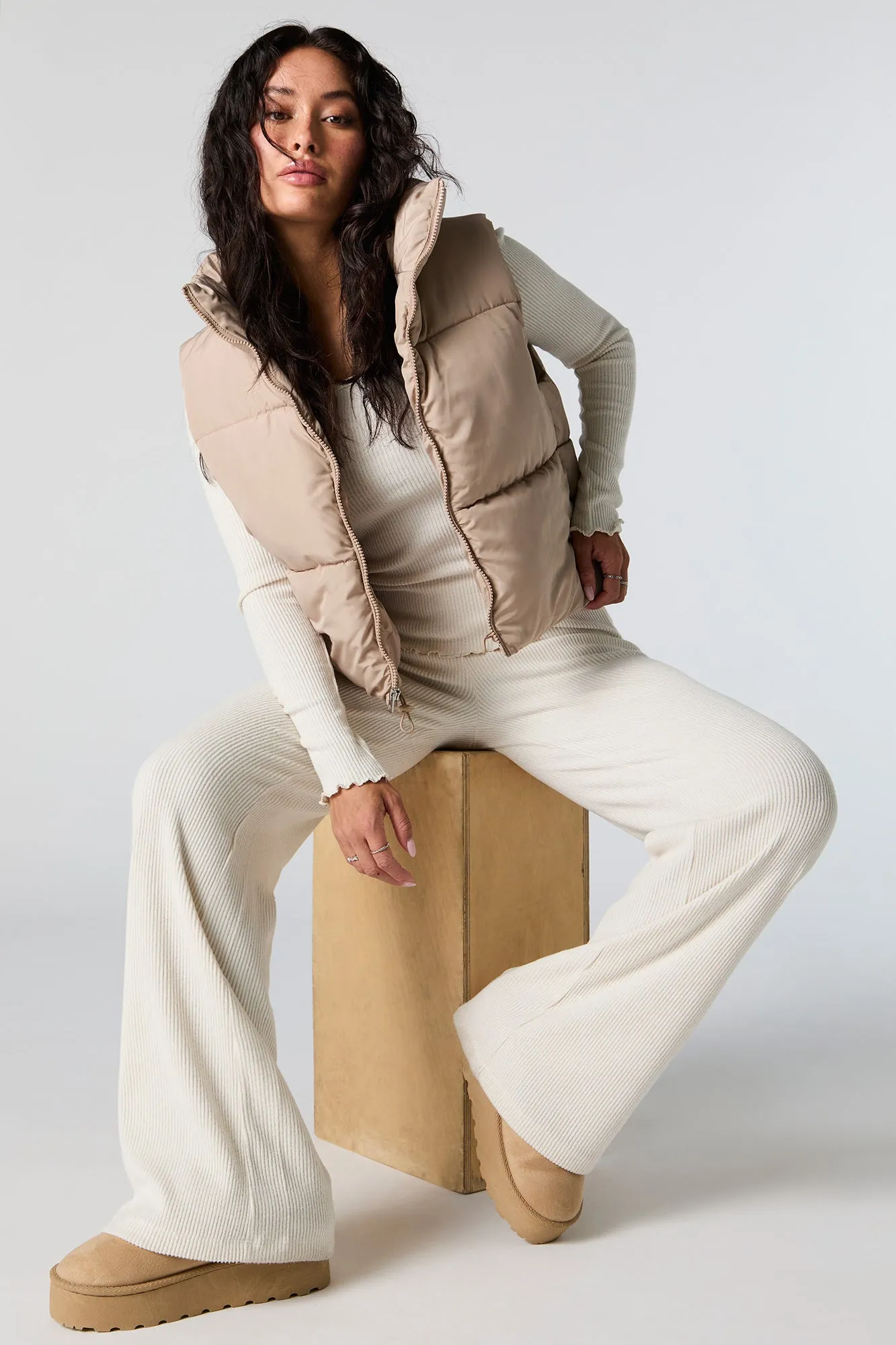 Toggle Hem Puffer Vest sold by Charlotte Russe