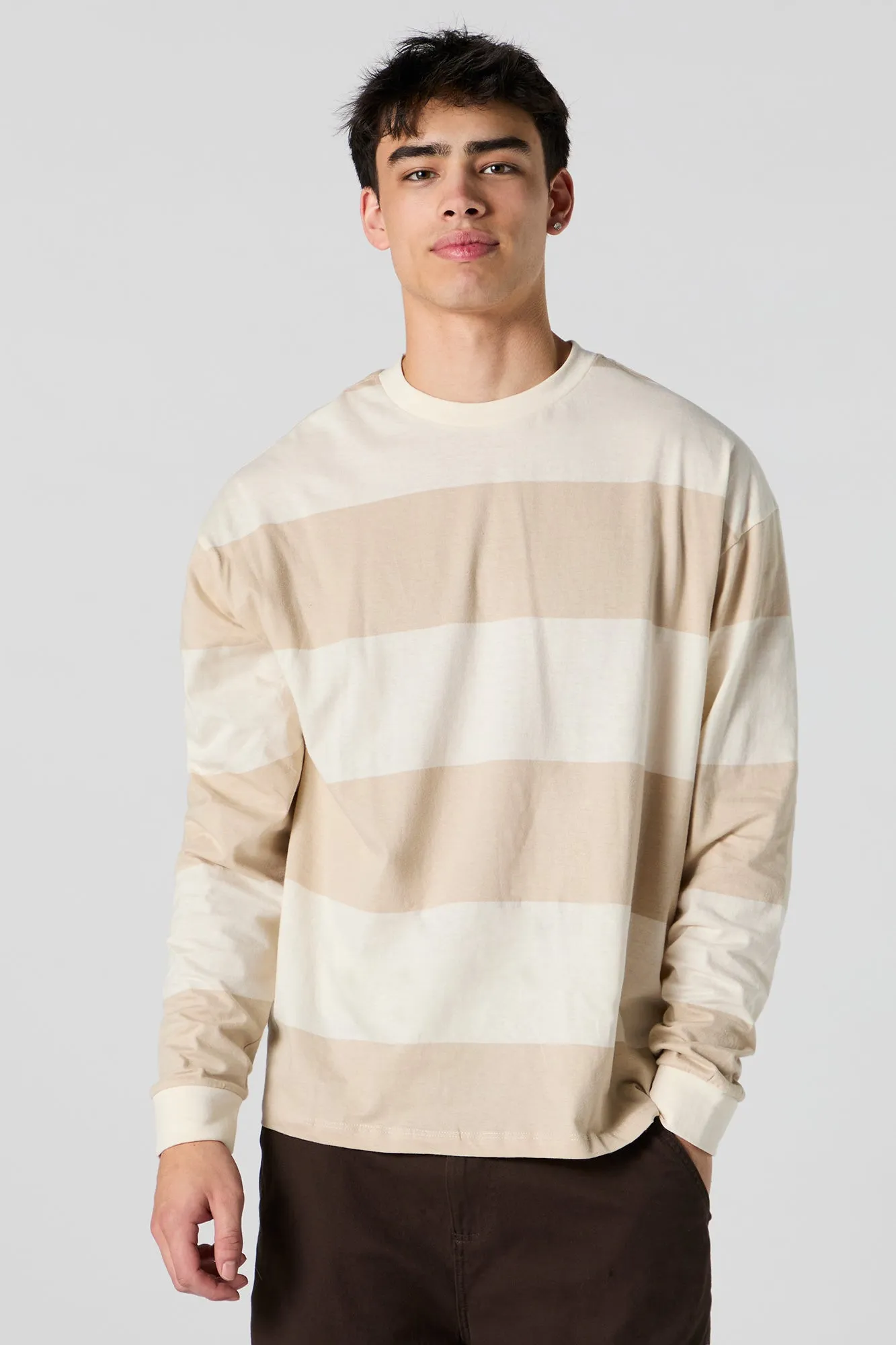 Striped Relaxed Long Sleeve Top sold by Charlotte Russe product image thumbnail 4