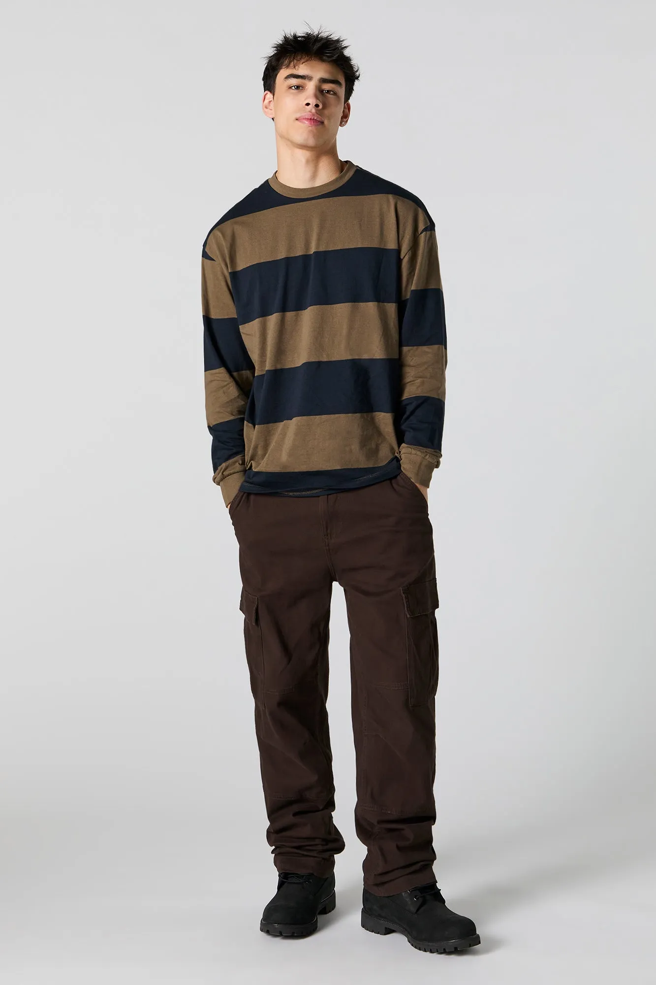 Striped Relaxed Long Sleeve Top sold by Charlotte Russe product image thumbnail 3