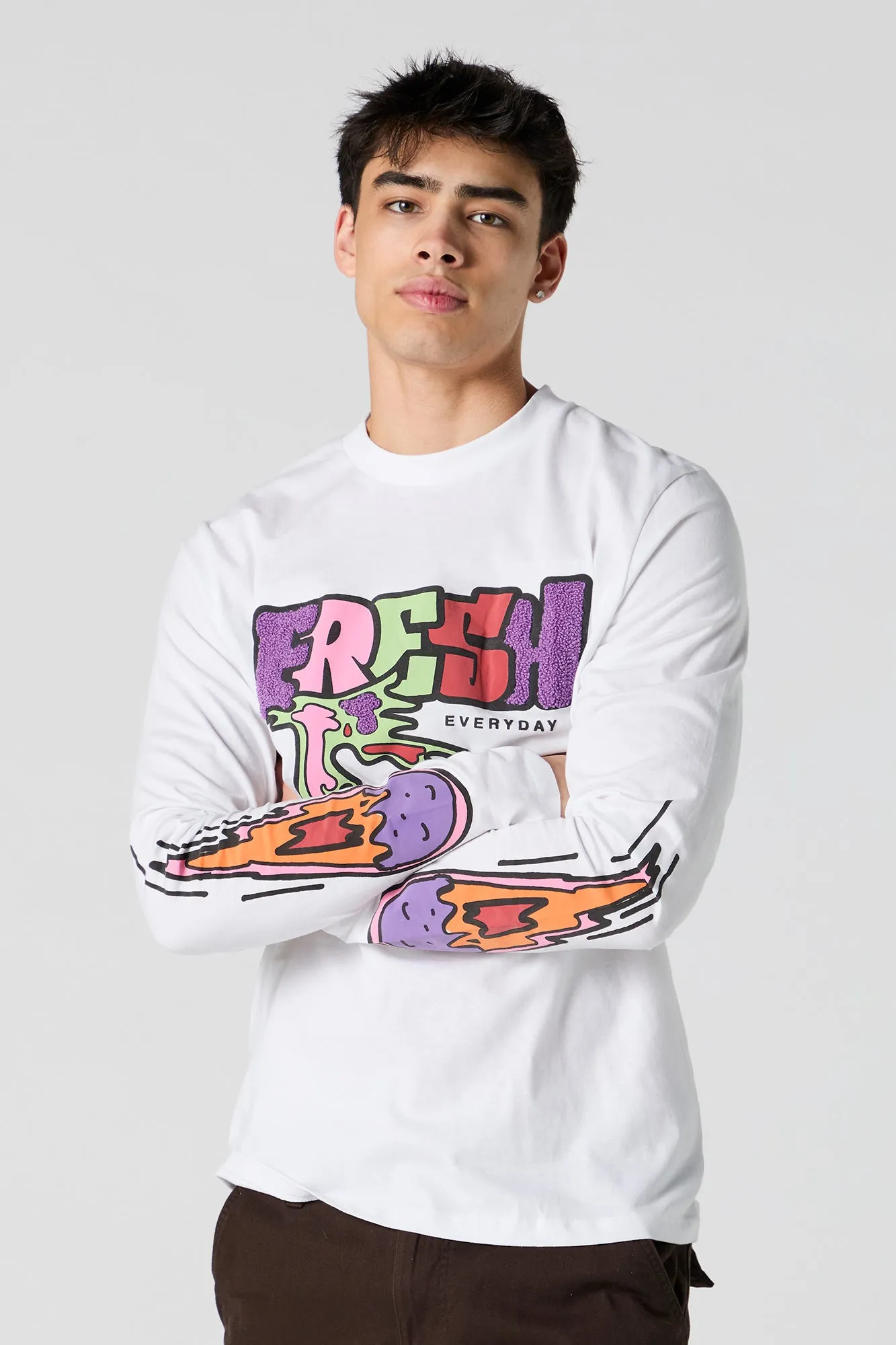 Fresh Sherpa Graphic Long Sleeve Top sold by Charlotte Russe