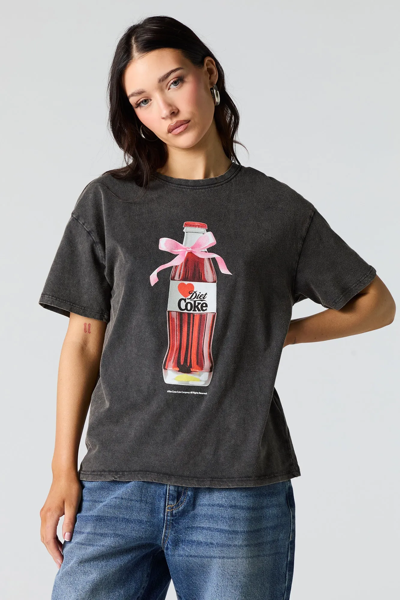 Diet Coke Graphic Washed Boyfriend T-Shirt sold by Charlotte Russe
