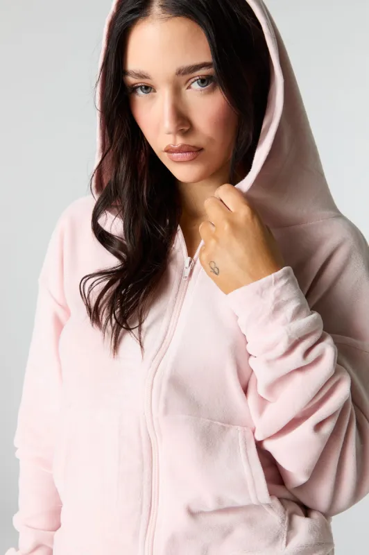 Active Velour Zip-Up Hoodie sold by Charlotte Russe
