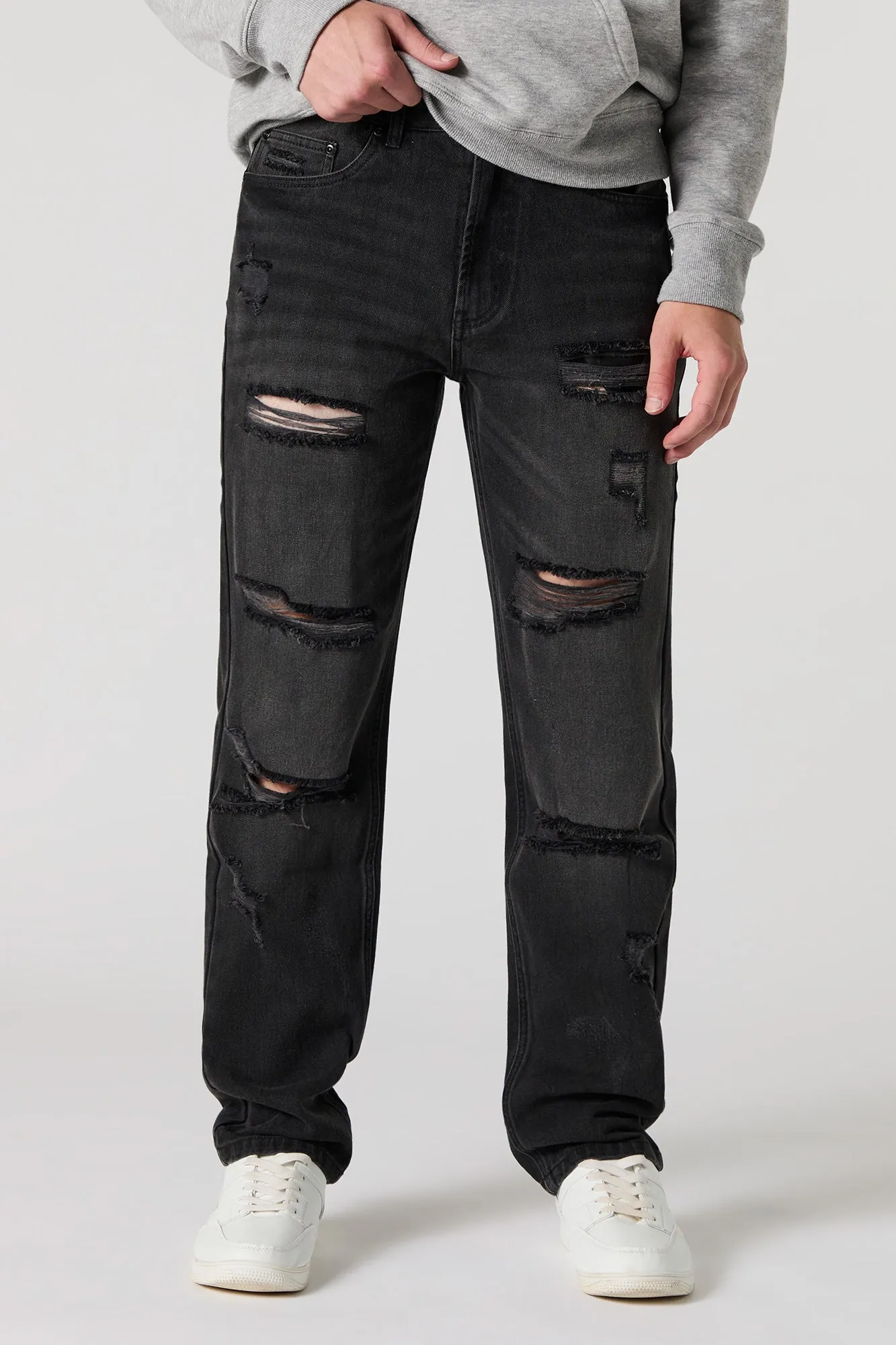 Heavy Distressed Straight Leg Jean sold by Charlotte Russe product image thumbnail 2
