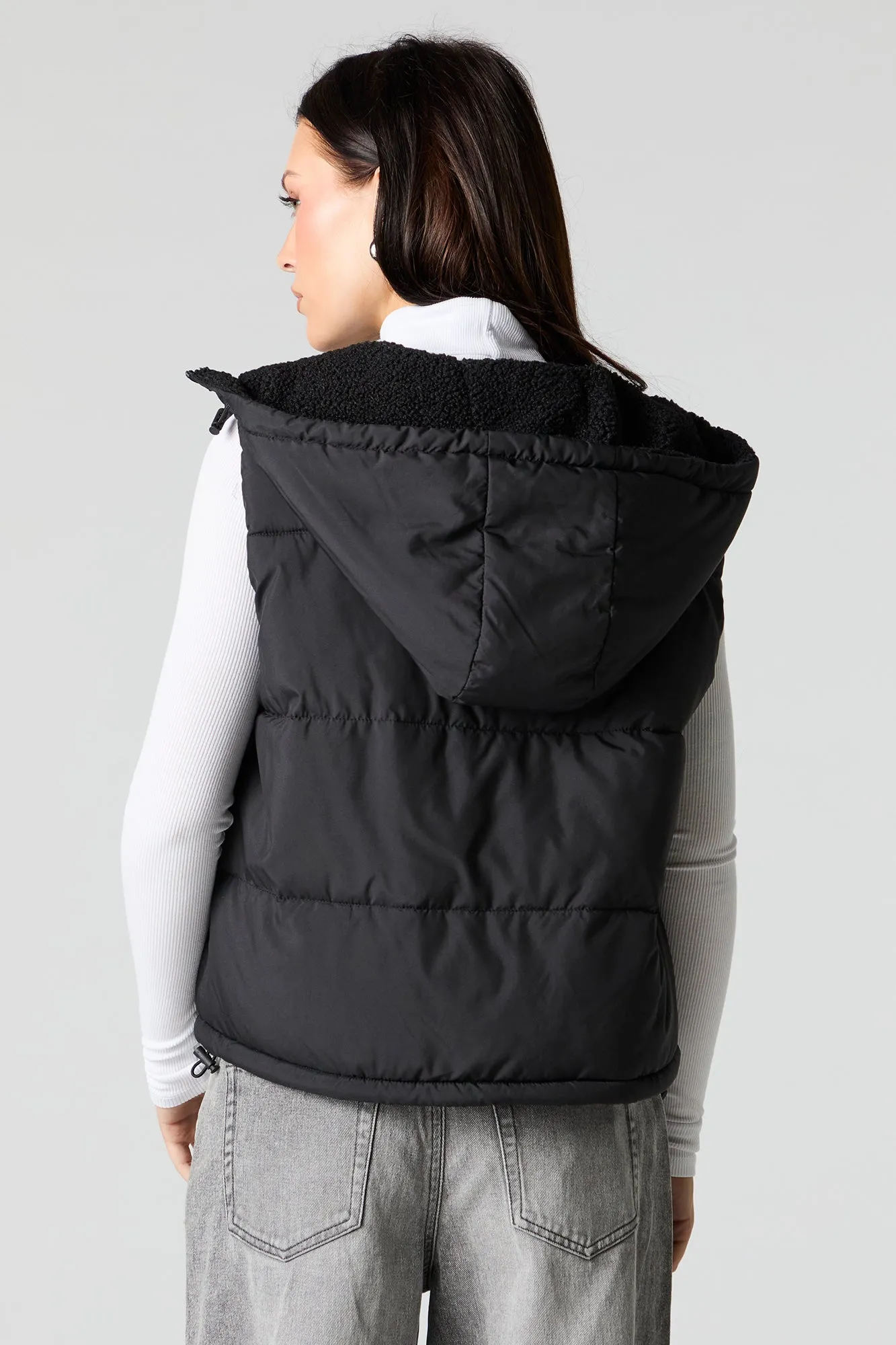 Sherpa Lined Puffer Vest sold by Charlotte Russe product image thumbnail 3