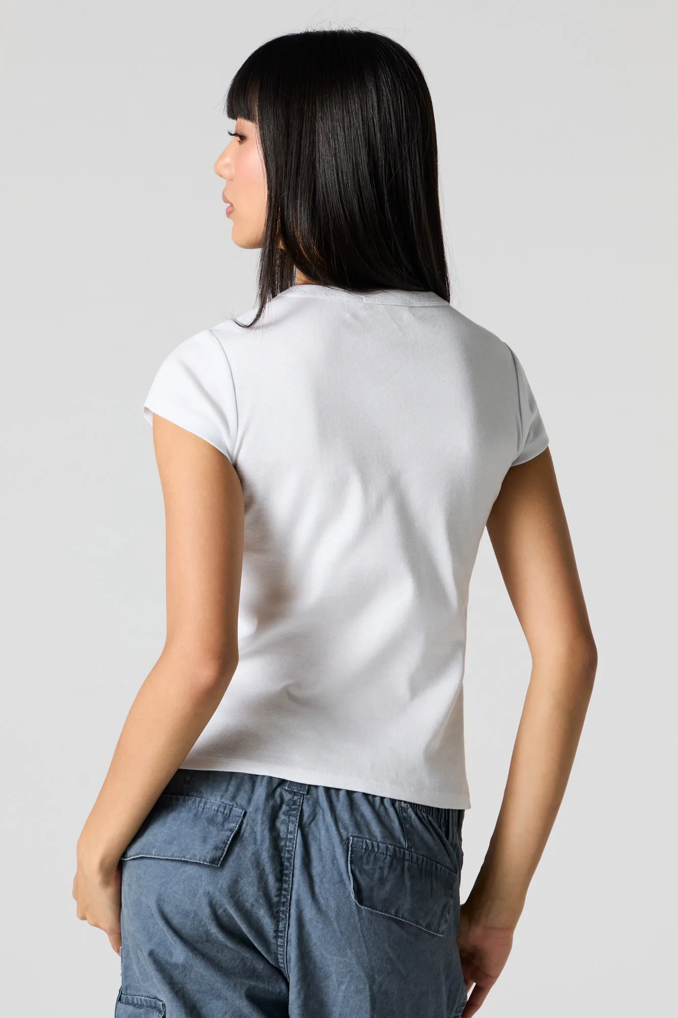 Embroidered Fitted T-Shirt sold by Charlotte Russe product image thumbnail 2