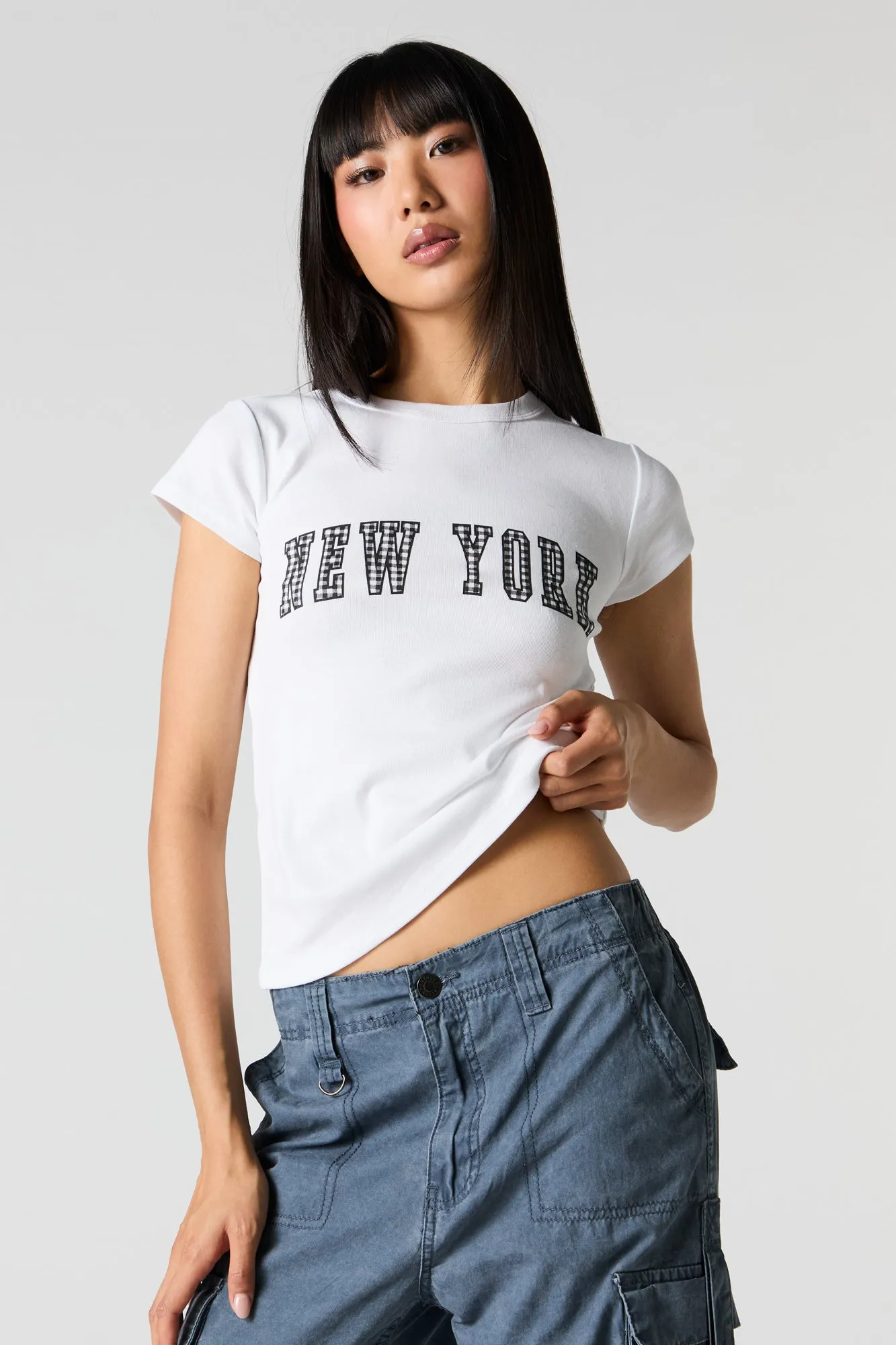 Embroidered Fitted T-Shirt sold by Charlotte Russe product image thumbnail 4