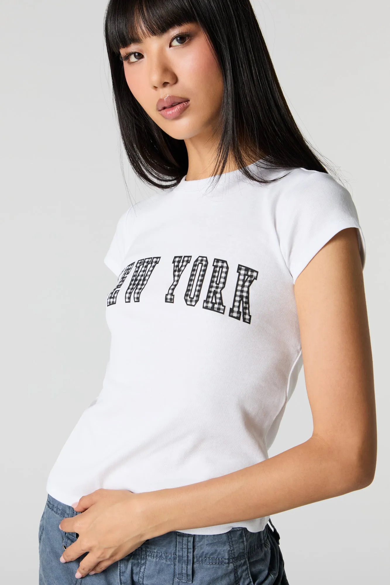 Embroidered Fitted T-Shirt sold by Charlotte Russe