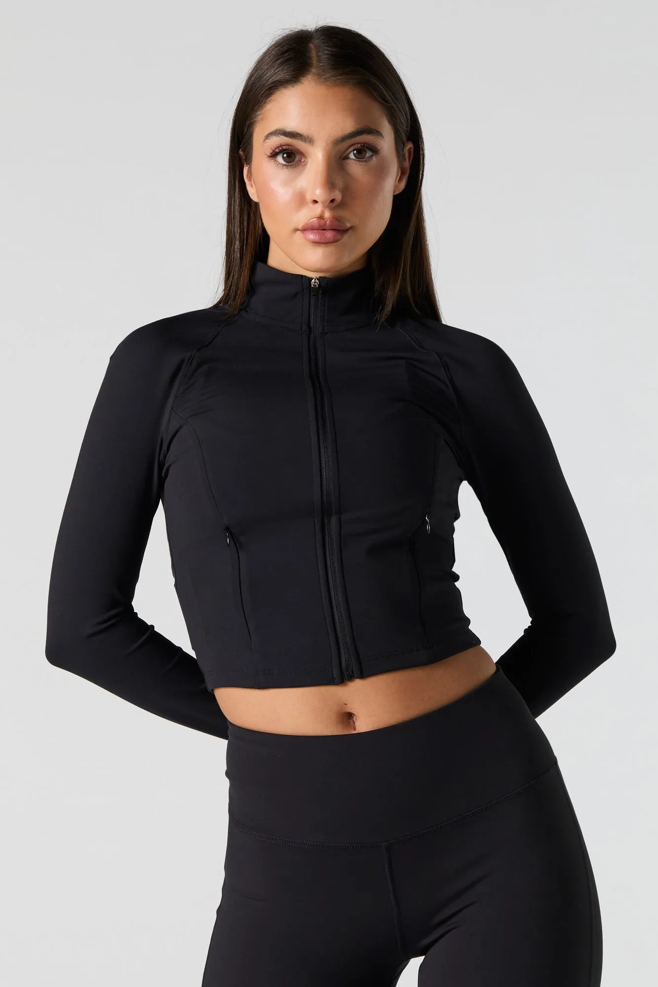 Active Mock Zip-Up Long Sleeve Top sold by Charlotte Russe product image thumbnail 5