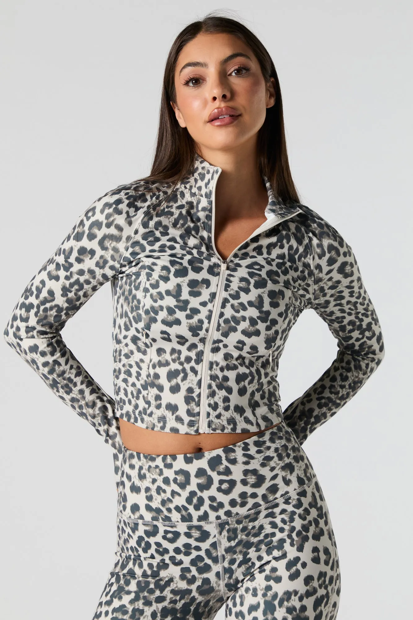 Active Mock Zip-Up Long Sleeve Top sold by Charlotte Russe product image thumbnail 4
