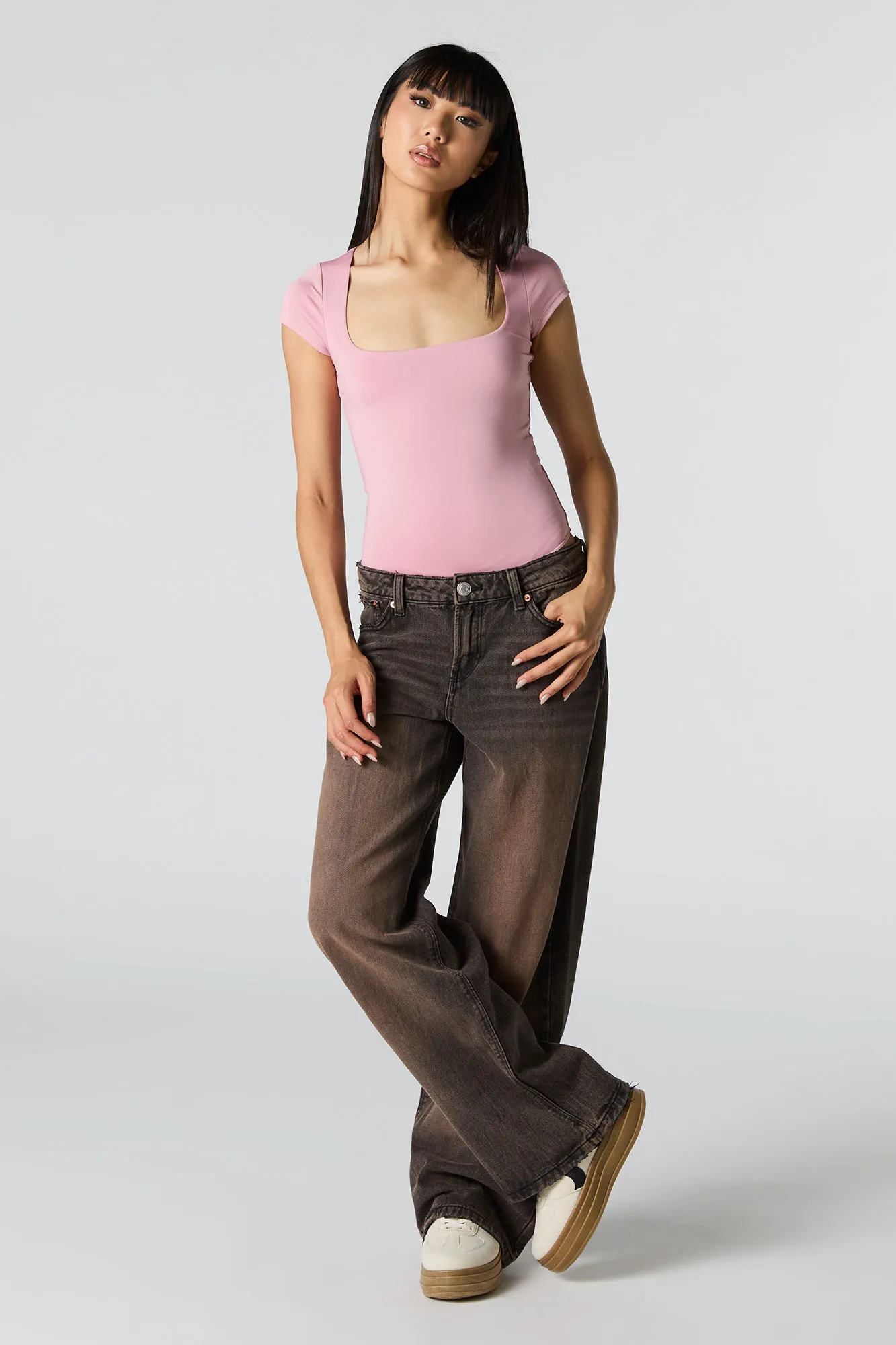 Contour Square Neck Short Sleeve Bodysuit sold by Charlotte Russe product image thumbnail 3