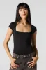 Contour Square Neck Short Sleeve Bodysuit sold by Charlotte Russe