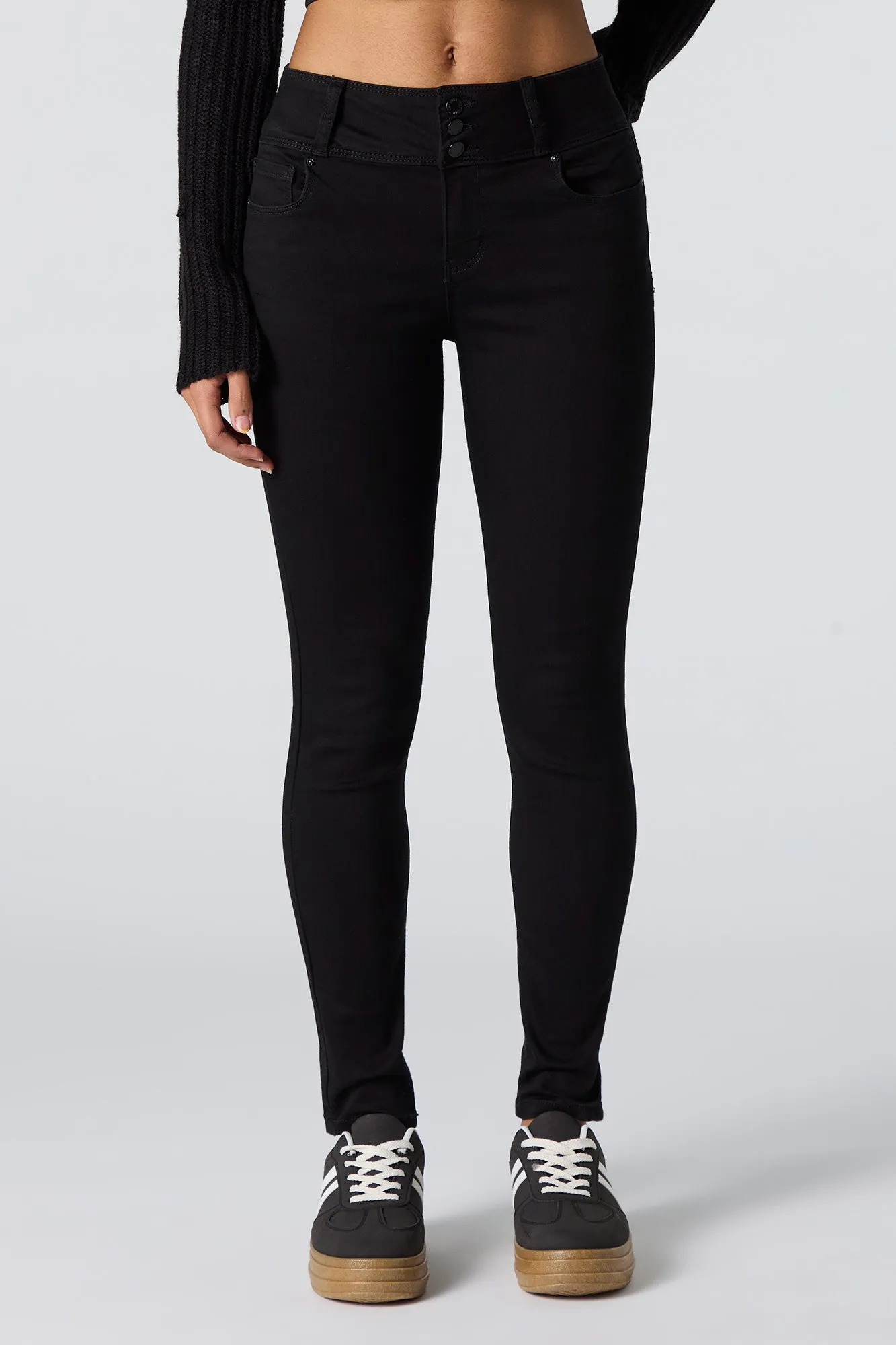 High Rise Triple Button Skinny Jean sold by Charlotte Russe product image thumbnail 5