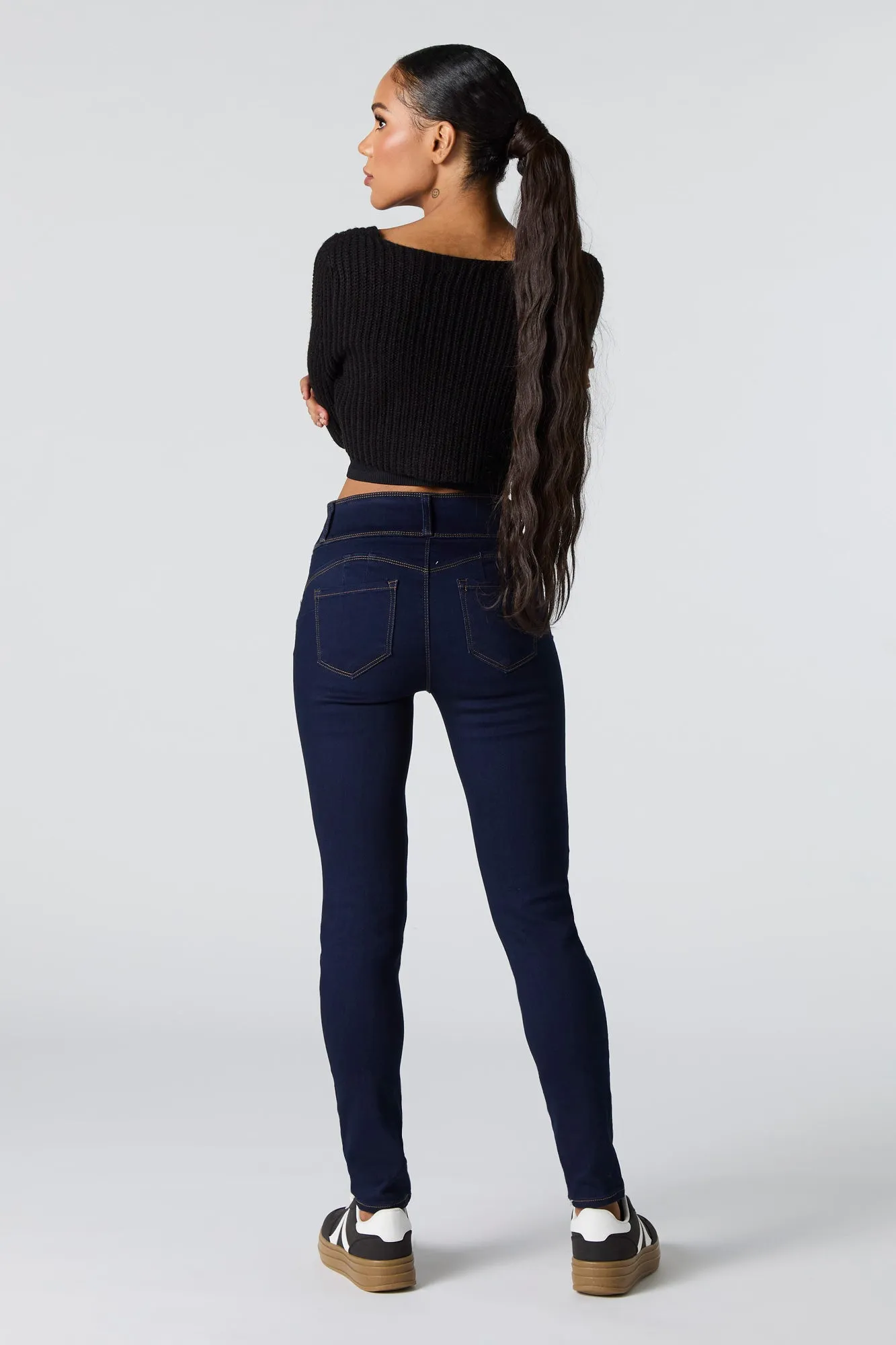 High Rise Triple Button Skinny Jean sold by Charlotte Russe product image thumbnail 3