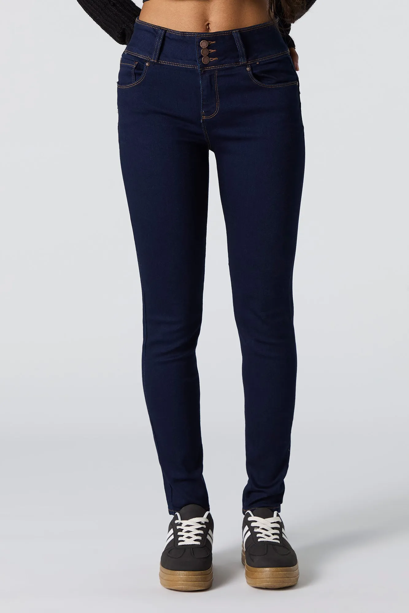 High Rise Triple Button Skinny Jean sold by Charlotte Russe product image thumbnail 2