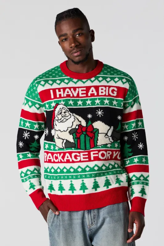 Funny Santa Jacquard Knit Ugly Christmas Sweater sold by Charlotte Russe