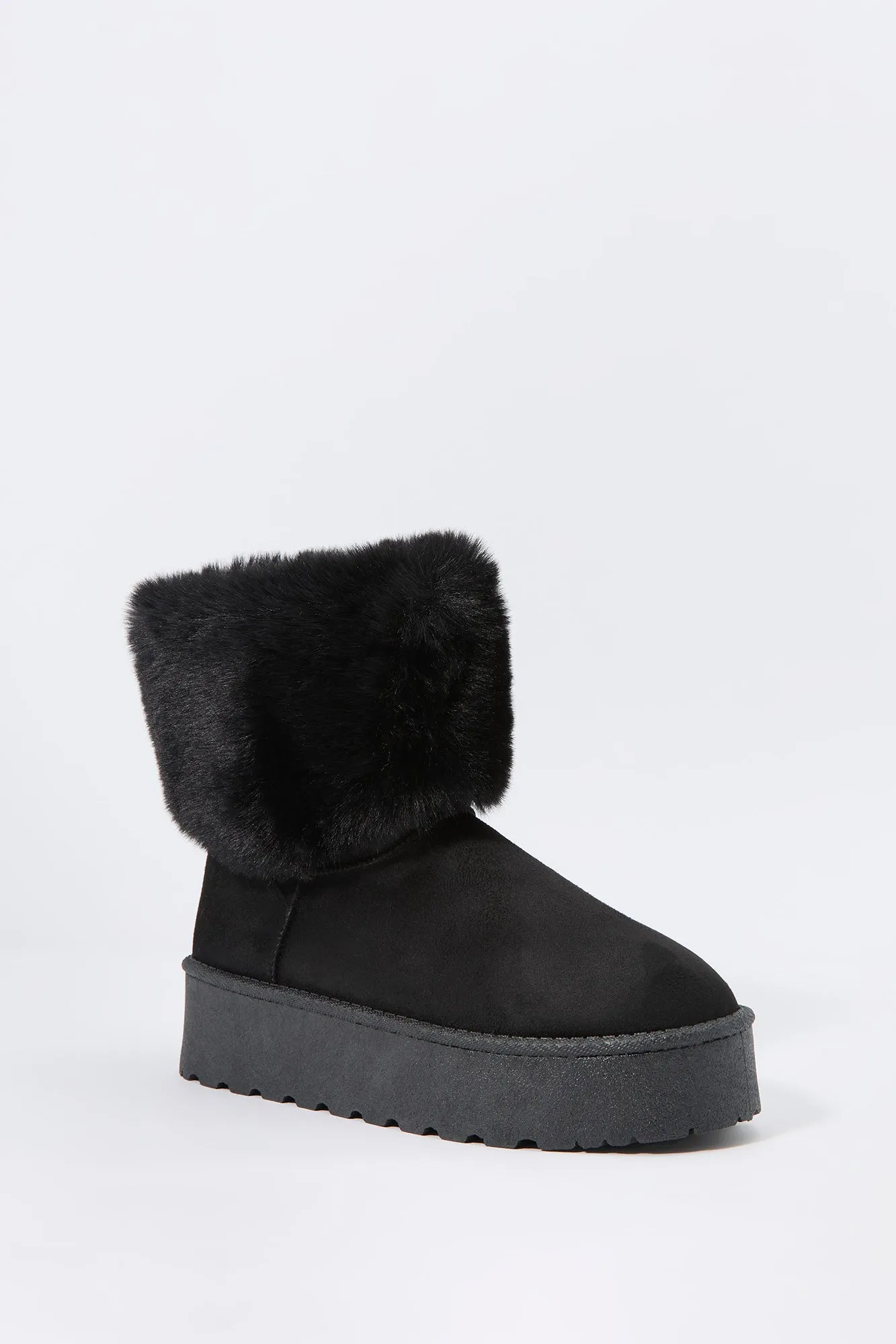 Faux Fur Collared Platform Booties sold by Charlotte Russe product image thumbnail 3