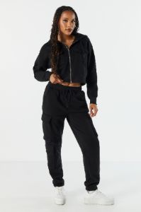 Fleece Cargo Pocket Zip-Up Hoodie sold by Charlotte Russe