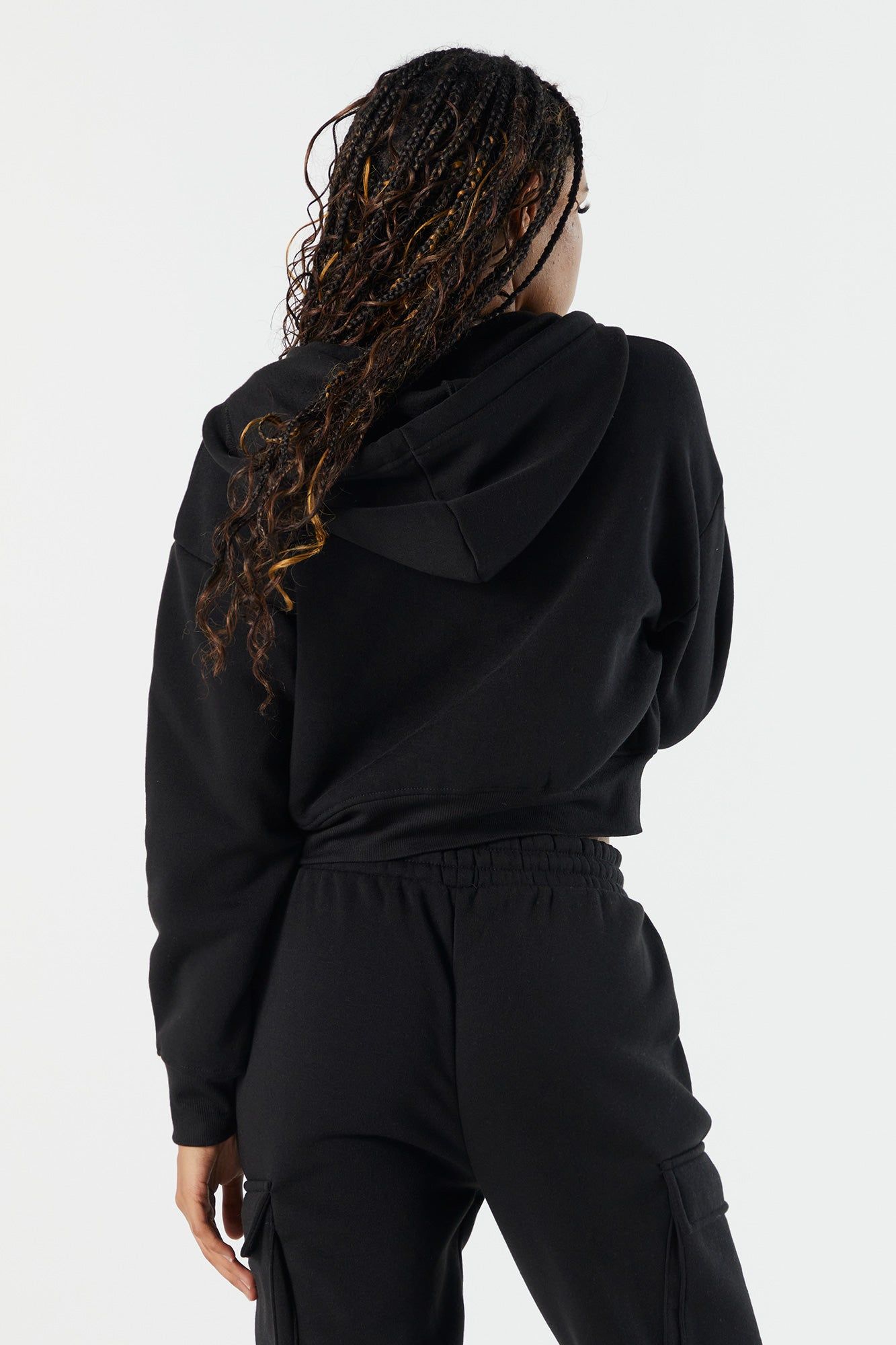 Fleece Cargo Pocket Zip-Up Hoodie sold by Charlotte Russe product image thumbnail 3
